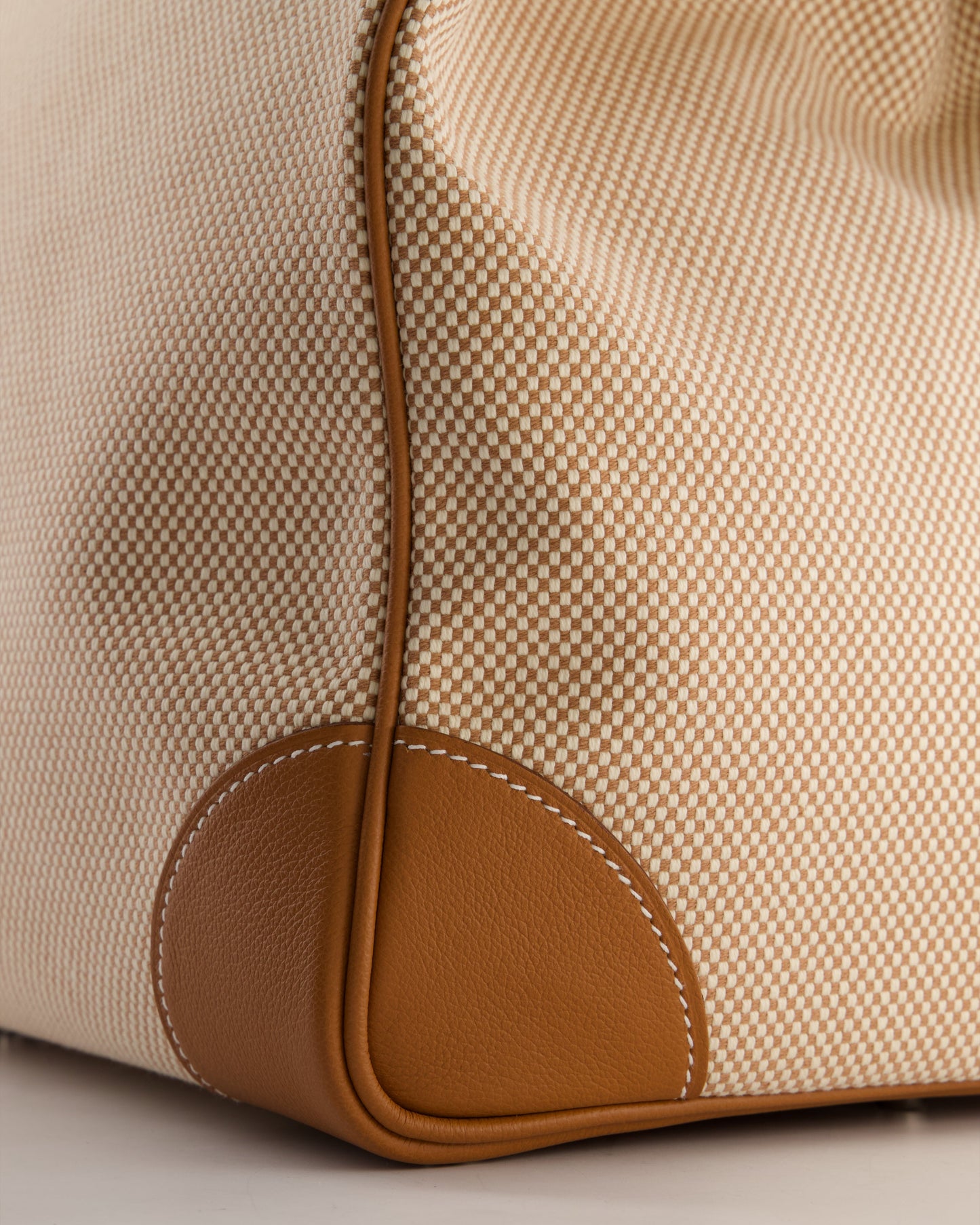 *RARE* Hermes Haut à Courroies HAC 50 Bag in Gold Evercolour Leather & Écru/Beige Toile Cross Canvas with Palladium Hardware