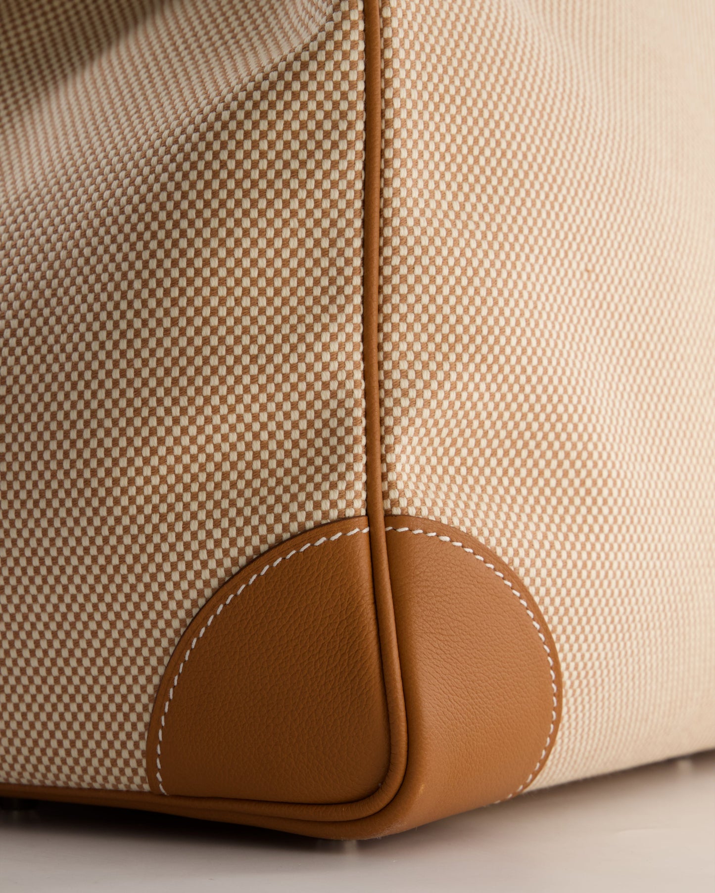 *RARE* Hermes Haut à Courroies HAC 50 Bag in Gold Evercolour Leather & Écru/Beige Toile Cross Canvas with Palladium Hardware