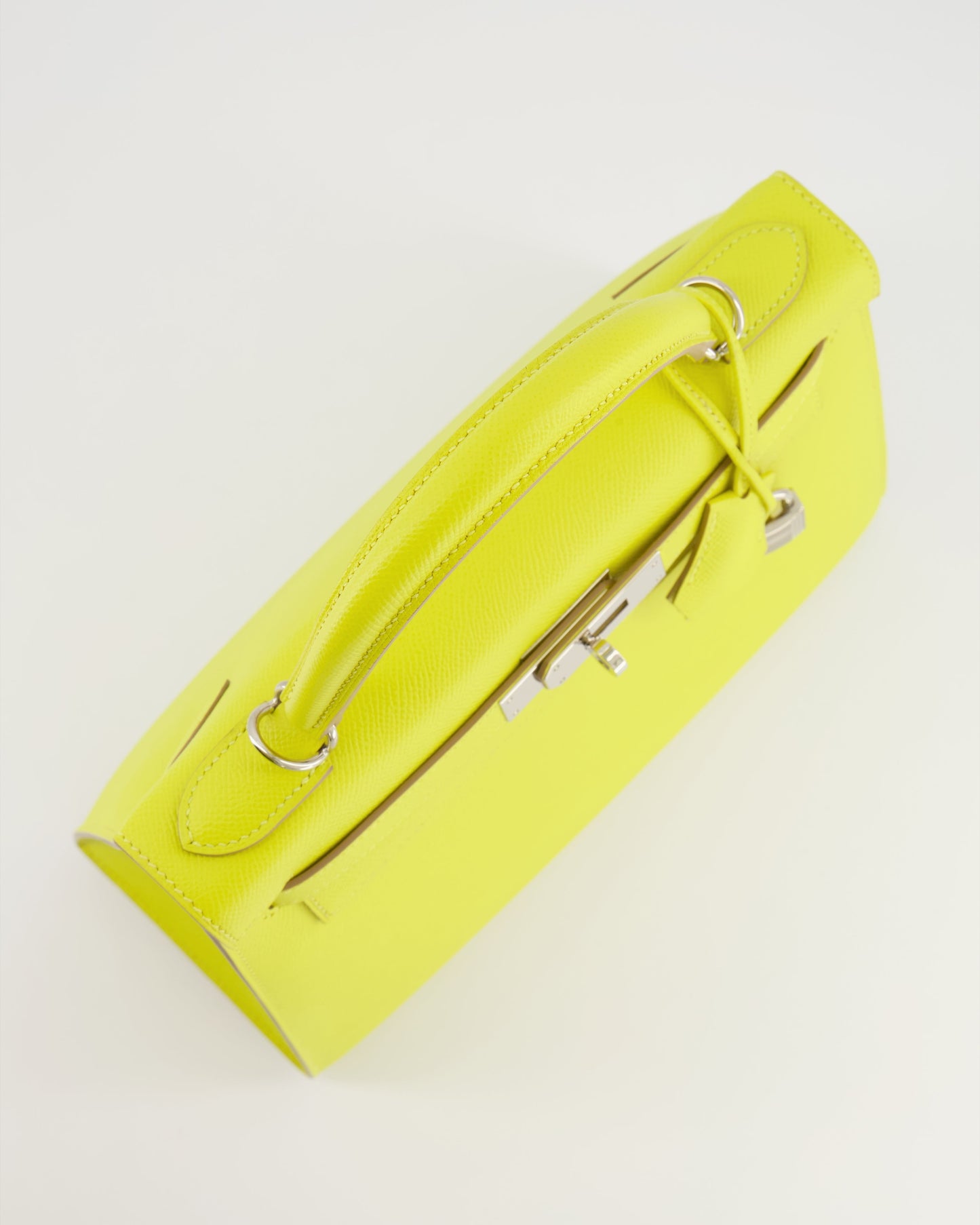 Hermes Kelly 28 Sellier Bag in Lime Epsom Leather with Palladium Hardware