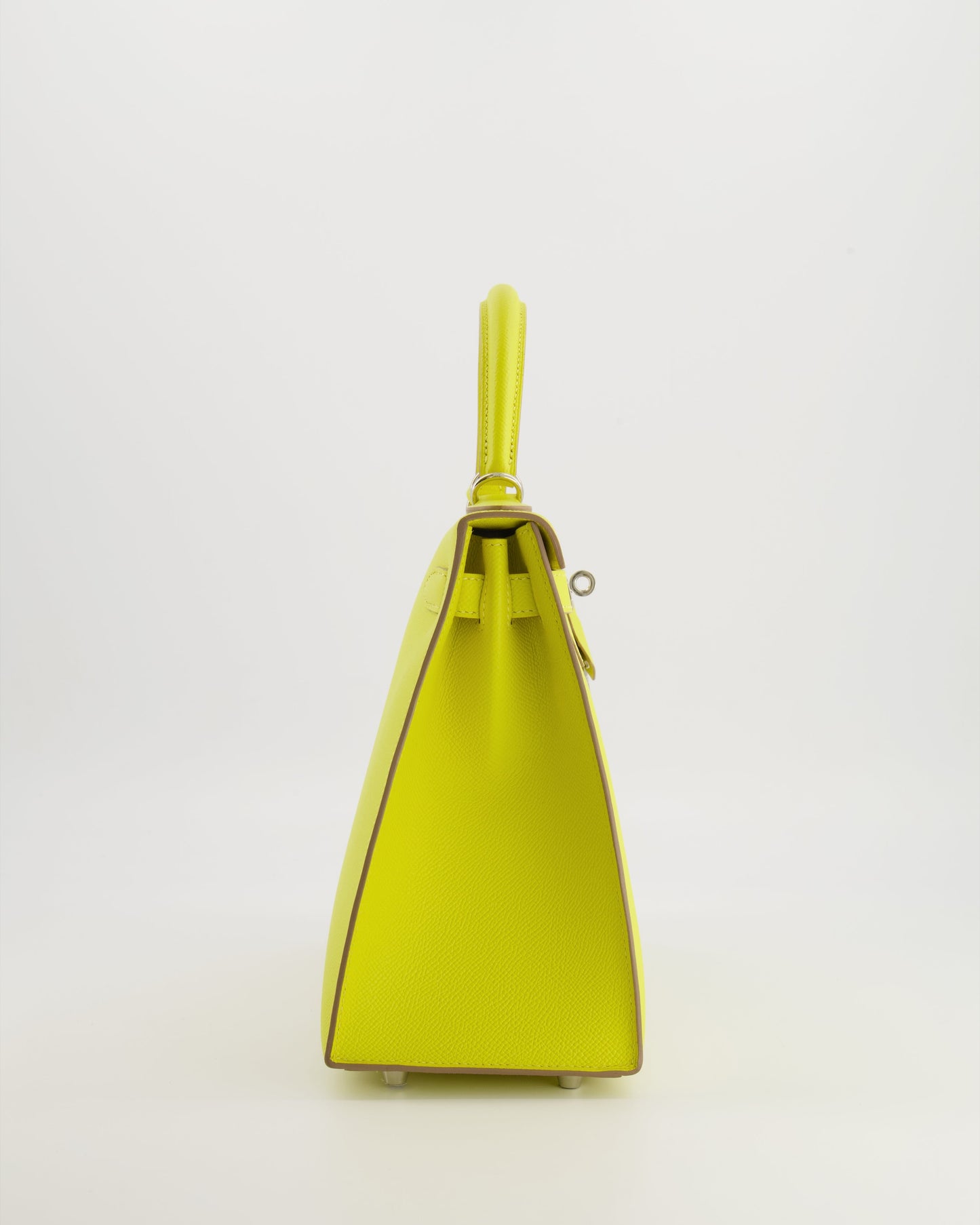 Hermes Kelly 28 Sellier Bag in Lime Epsom Leather with Palladium Hardware
