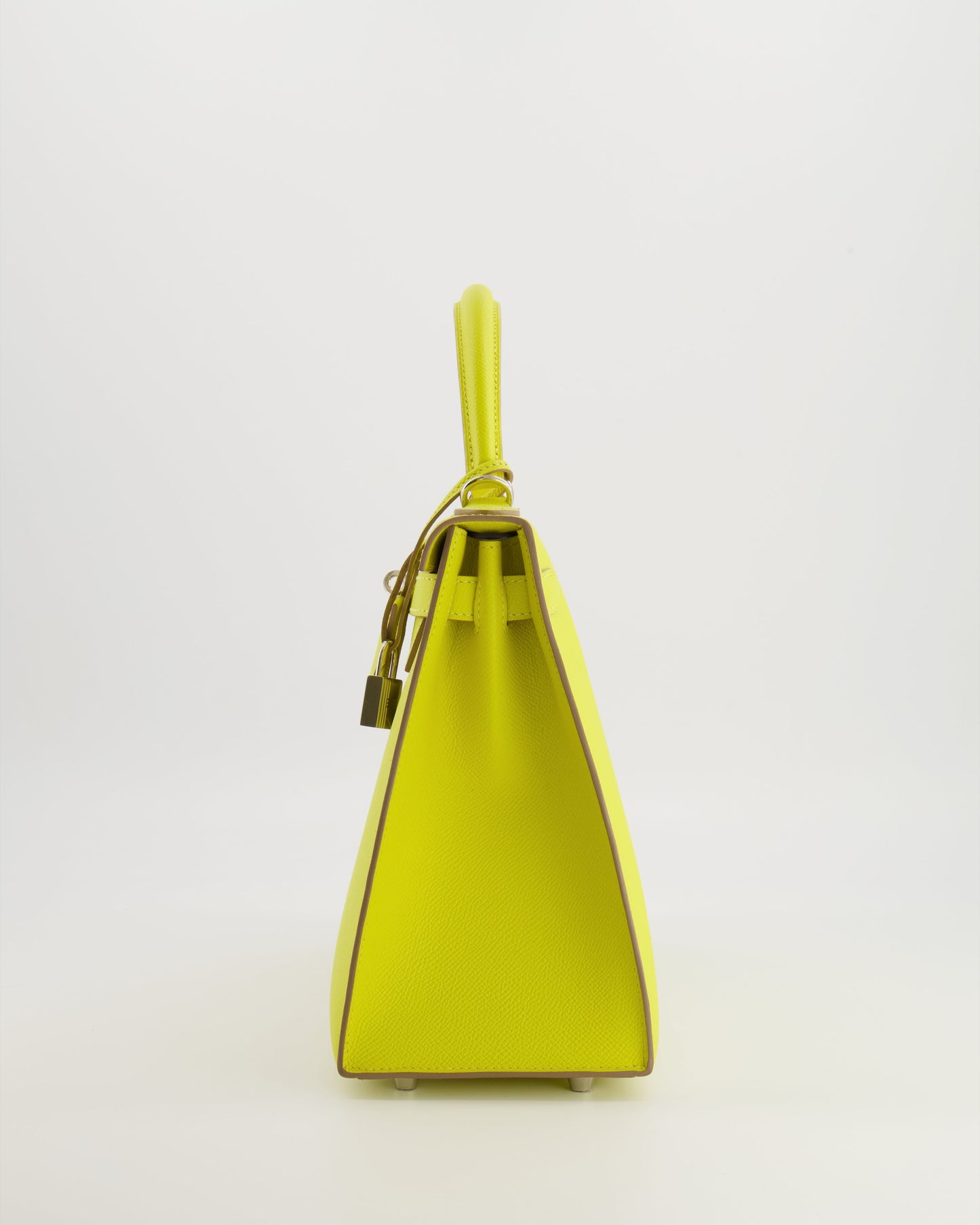 Hermes Kelly 28 Sellier Bag in Lime Epsom Leather with Palladium Hardware
