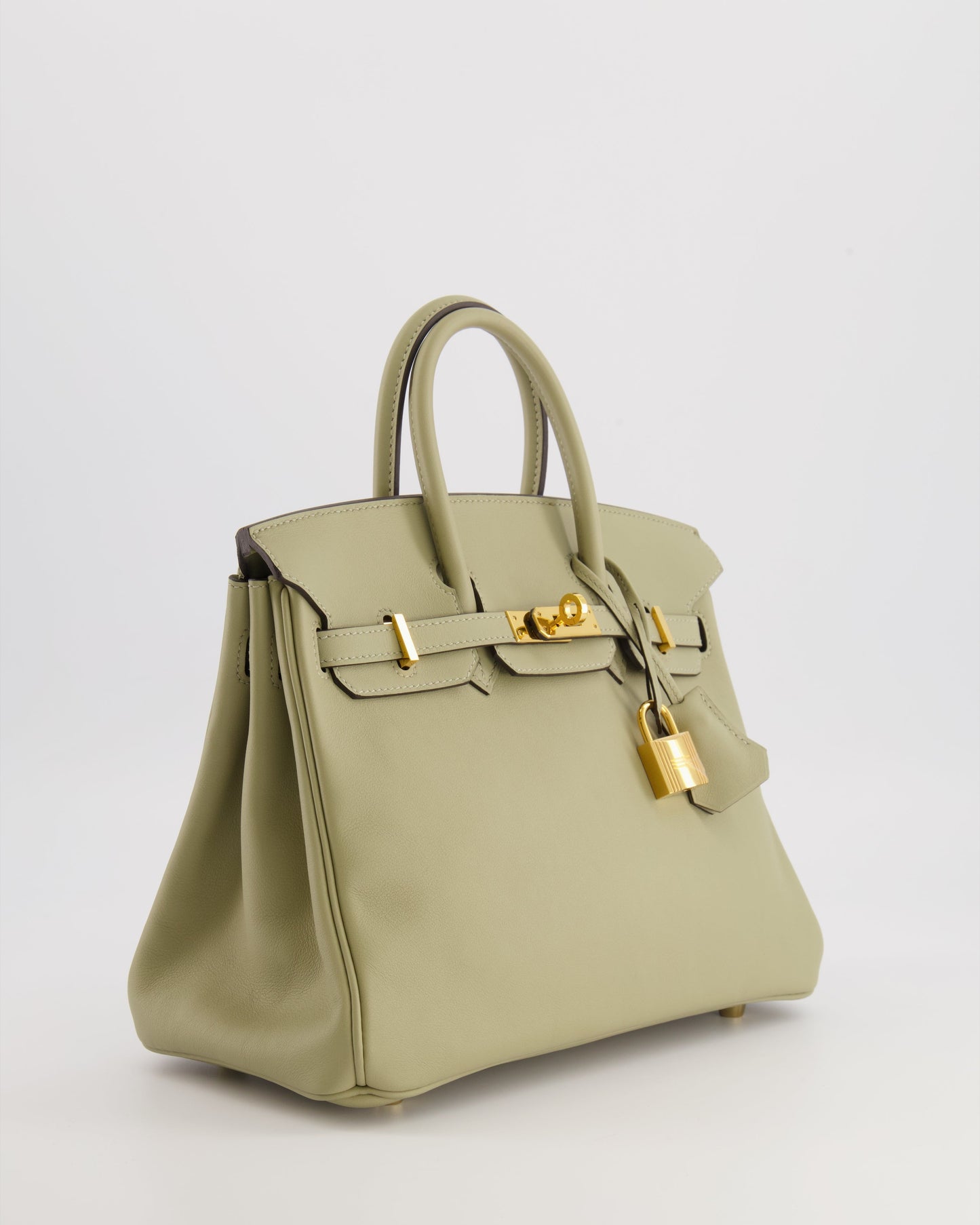 Hermes Birkin 25 Retourne Bag in Sauge Swift Leather with Gold Hardware