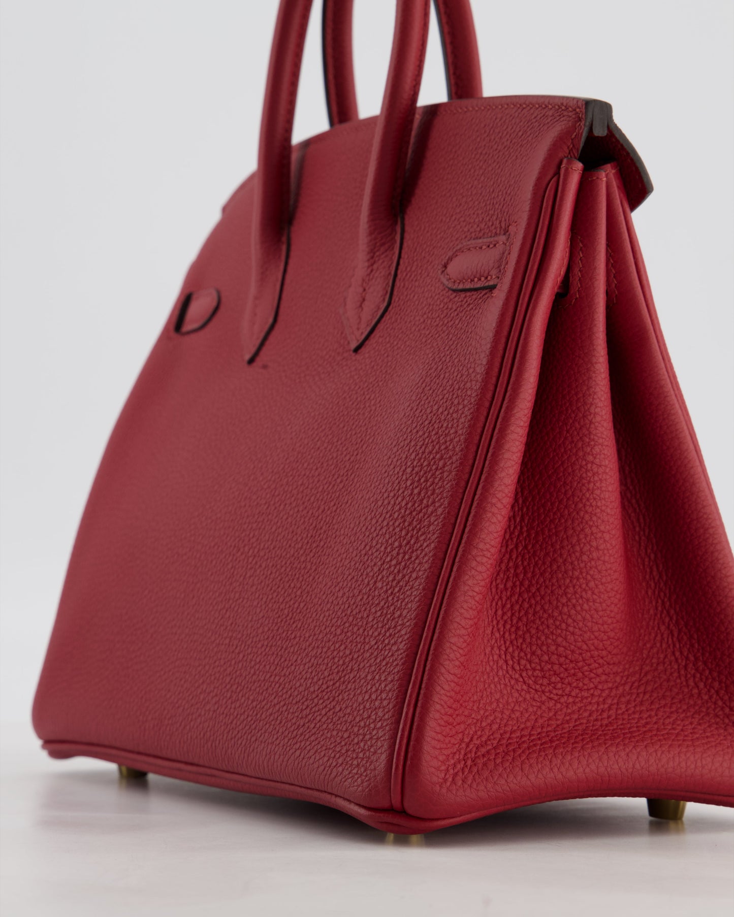 Hermes Birkin 25 Retourne Bag in Rouge Grenat Togo Leather with Gold Hardware