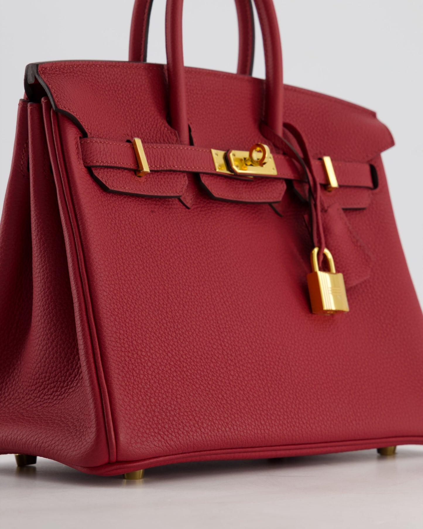 Hermes Birkin 25 Retourne Bag in Rouge Grenat Togo Leather with Gold Hardware