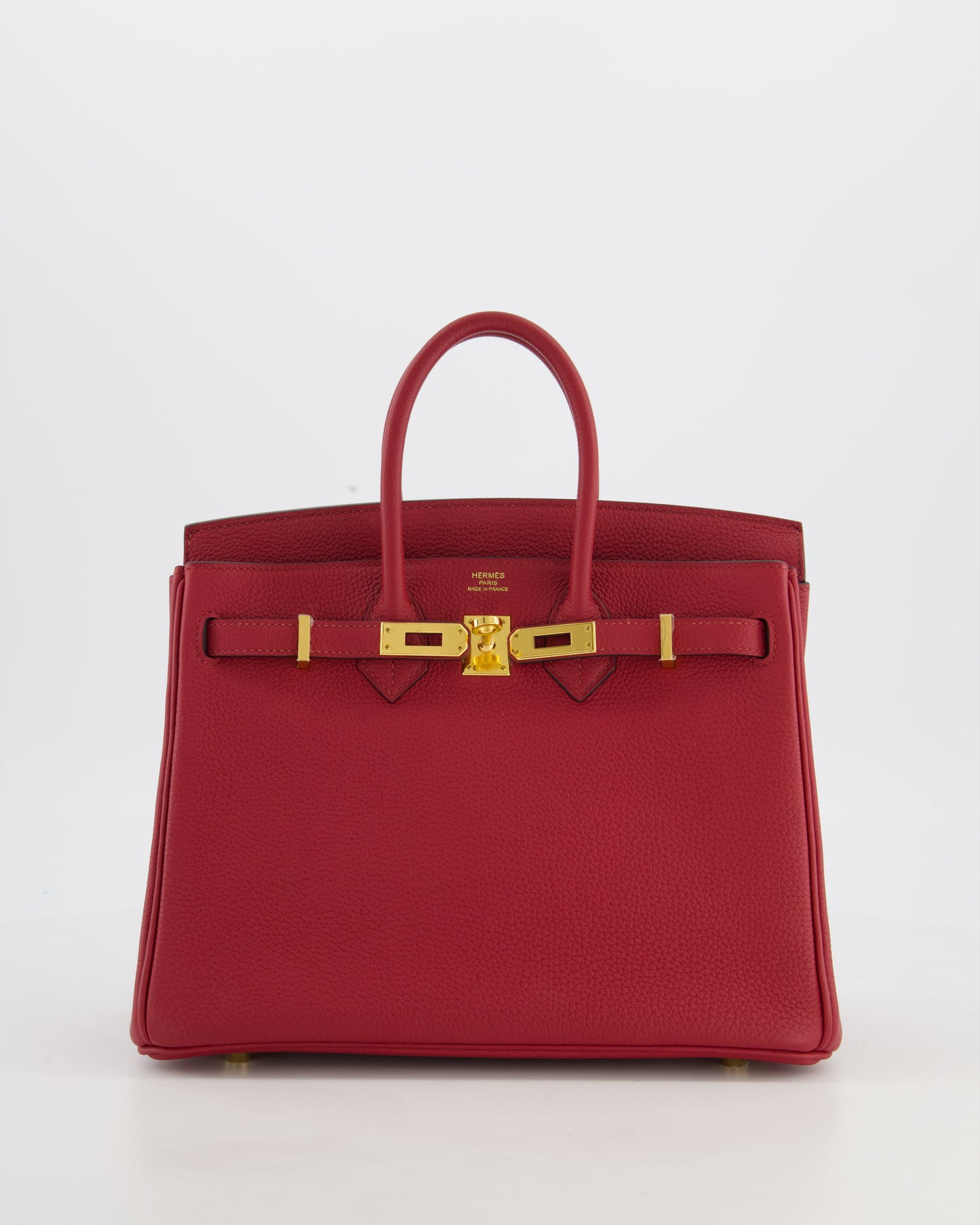 Hermes Birkin 25 Retourne Bag in Rouge Grenat Togo Leather with Gold Hardware