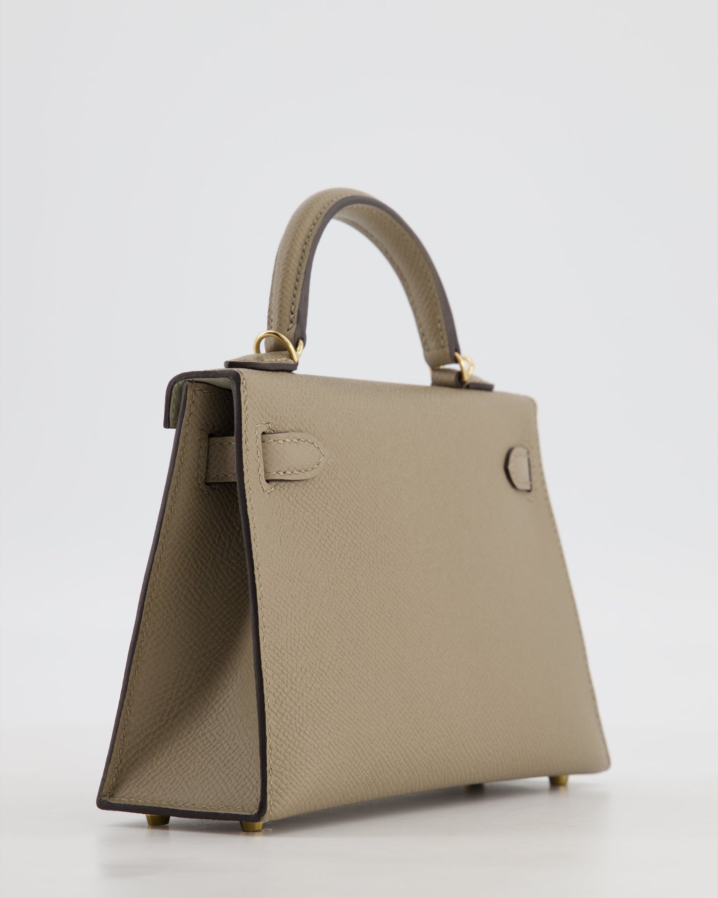 *SUPER RARE* Hermes HSS Mini Kelly II 20 Bag in Gris Tourterelle & Gris Perle Interior Epsom Leather with Permabrass Hardware