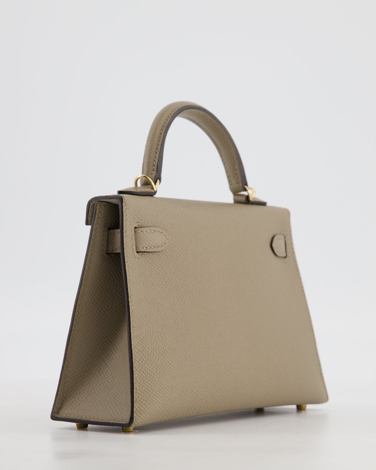 *SUPER RARE* Hermes HSS Mini Kelly II 20 Bag in Gris Tourterelle & Gris Perle Interior Epsom Leather with Permabrass Hardware