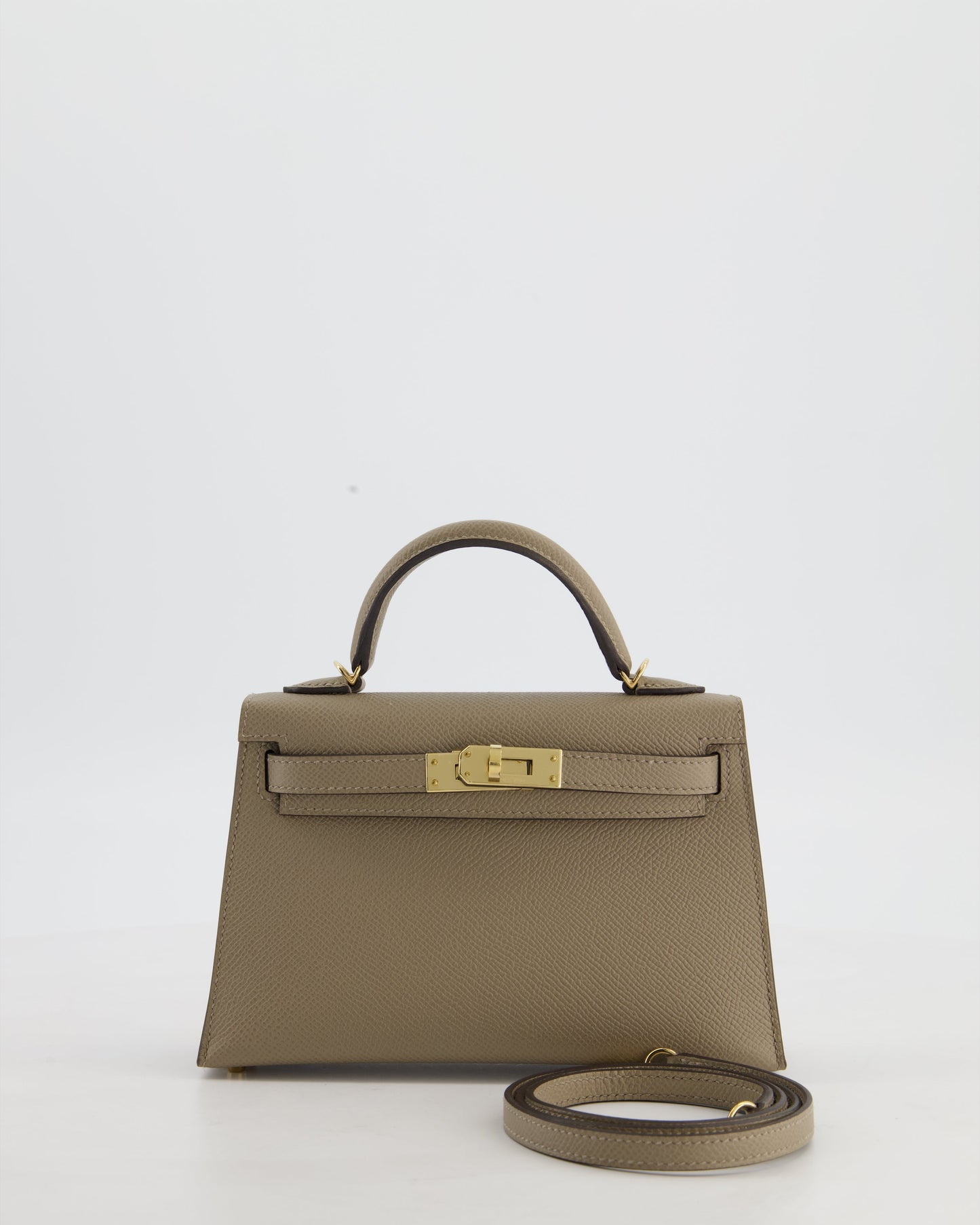 *SUPER RARE* Hermes HSS Mini Kelly II 20 Bag in Gris Tourterelle & Gris Perle Interior Epsom Leather with Permabrass Hardware
