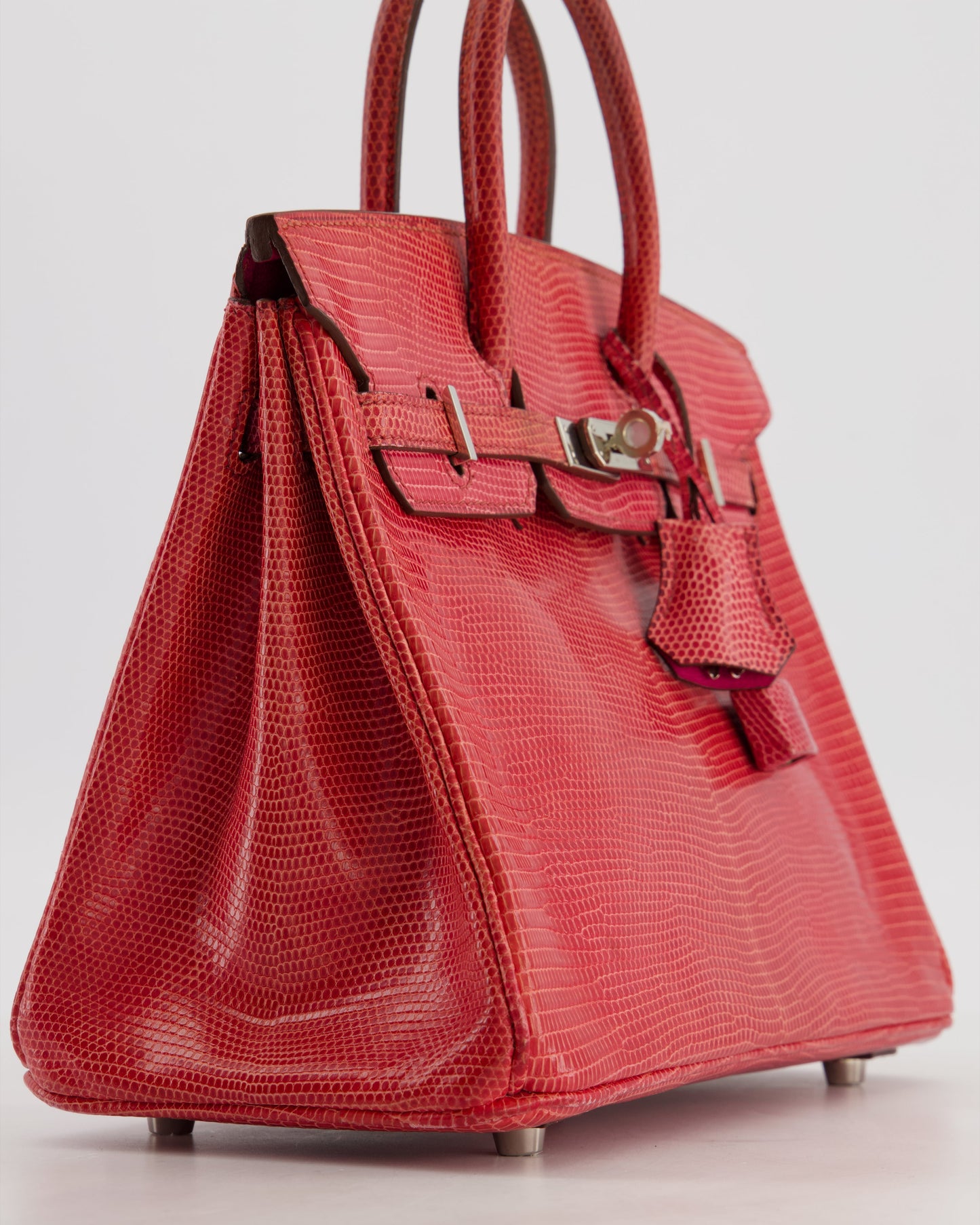 *HOT* Hermes Birkin 25 Verso Retourne Bag in Bougainvillea Lizard Niloticus Leather, Rose Shocking Interior with Palladium Hardware