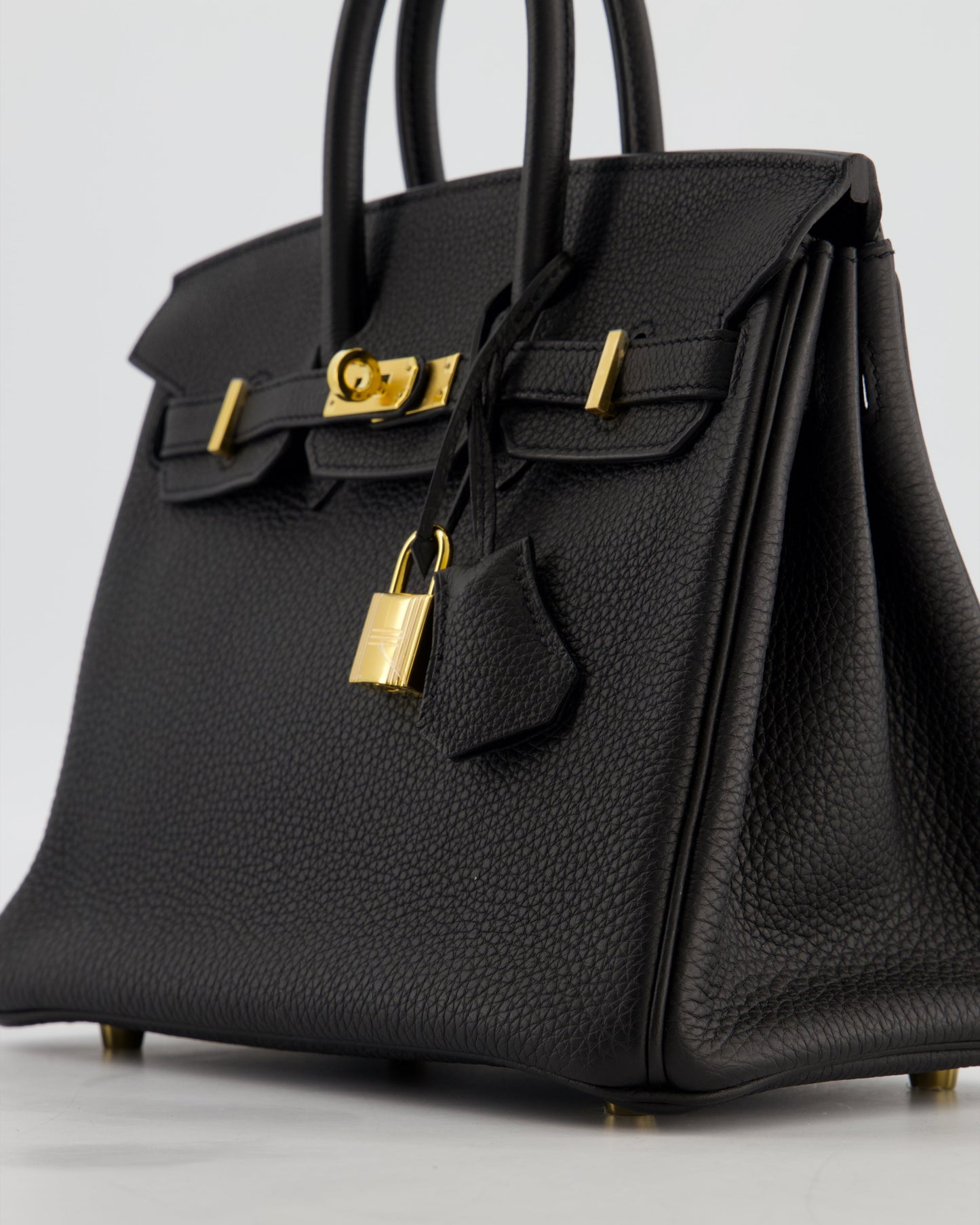 *HOT* Hermes Birkin 25 Retourne Bag in Noir Togo Leather with Gold Hardware