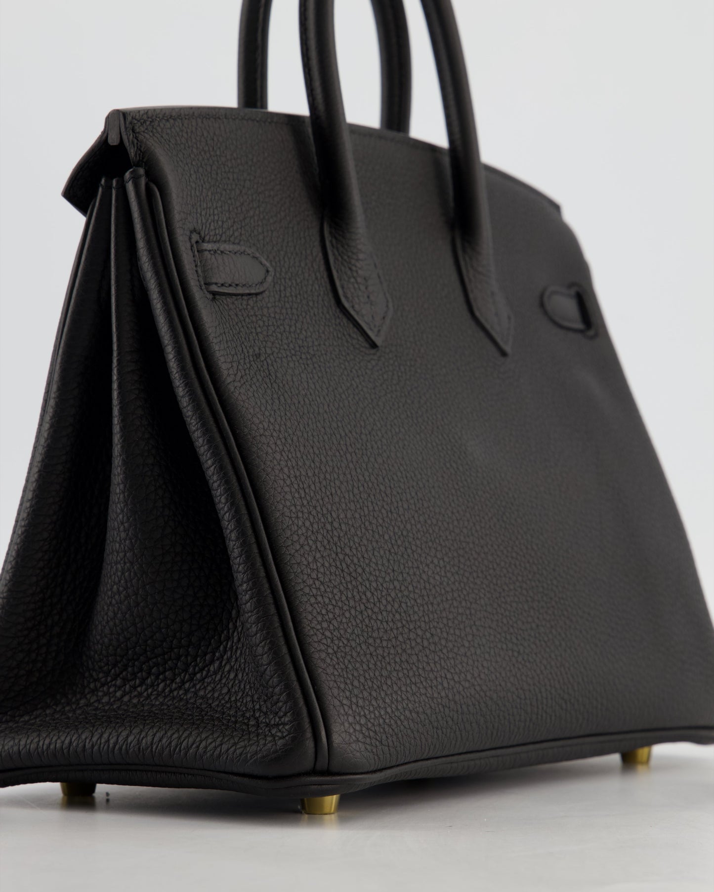 *HOT* Hermes Birkin 25 Retourne Bag in Noir Togo Leather with Gold Hardware