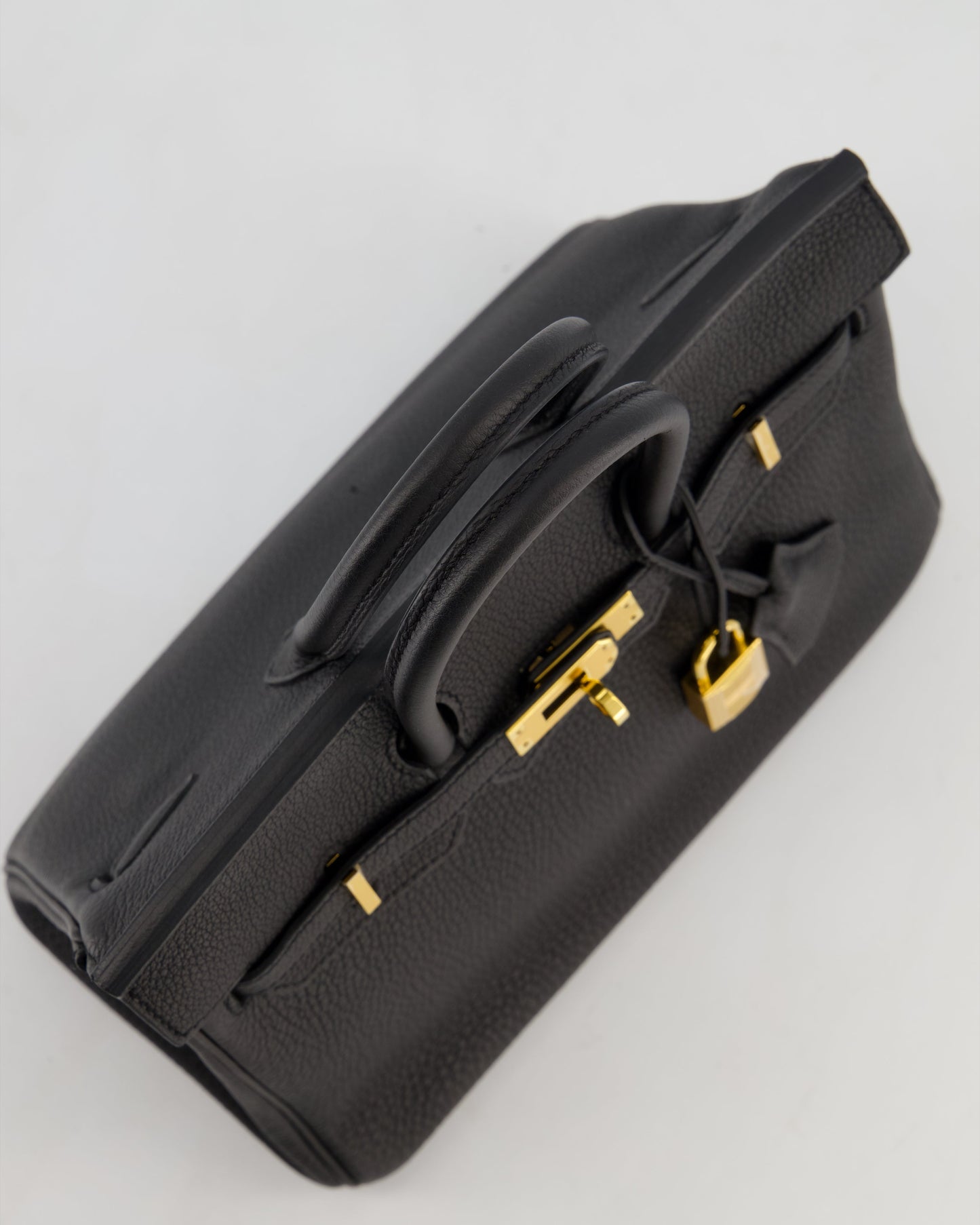 *HOT* Hermes Birkin 25 Retourne Bag in Noir Togo Leather with Gold Hardware
