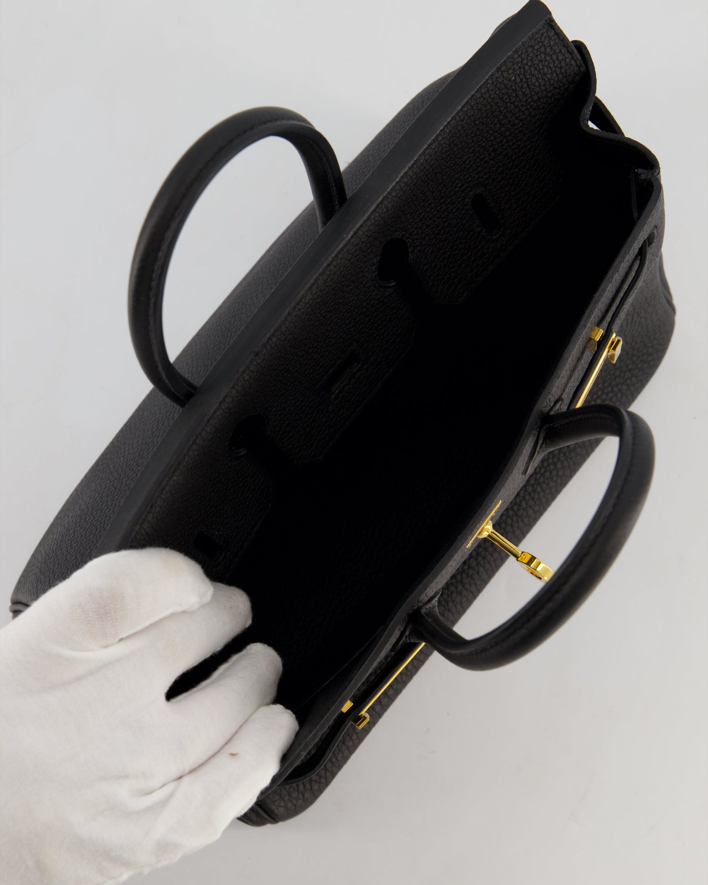 *HOT* Hermes Birkin 25 Retourne Bag in Noir Togo Leather with Gold Hardware