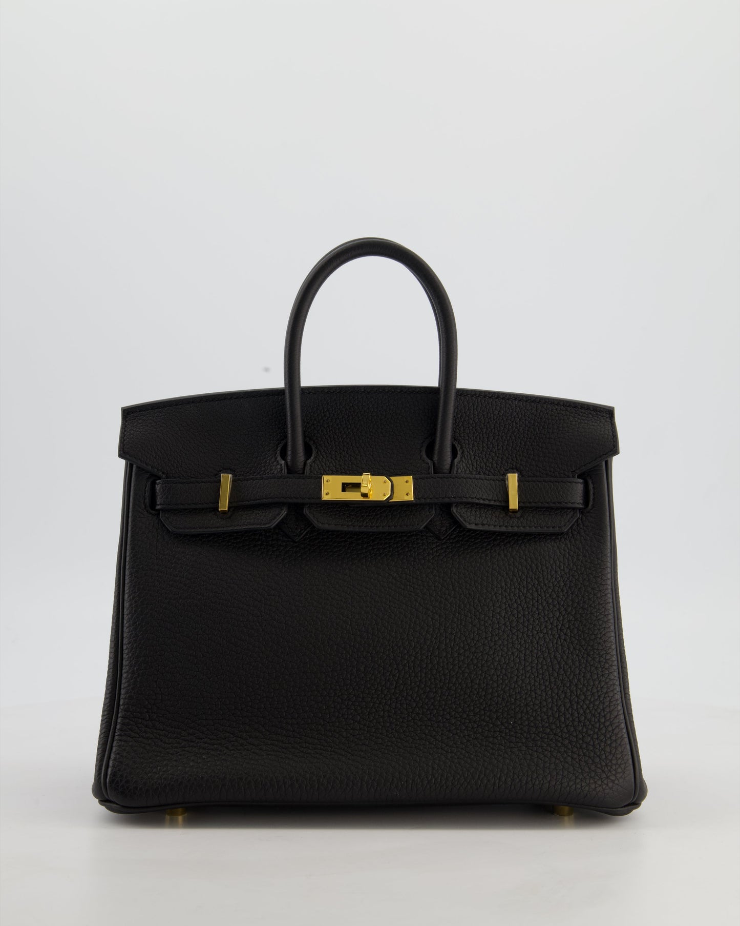 *HOT* Hermes Birkin 25 Retourne Bag in Noir Togo Leather with Gold Hardware