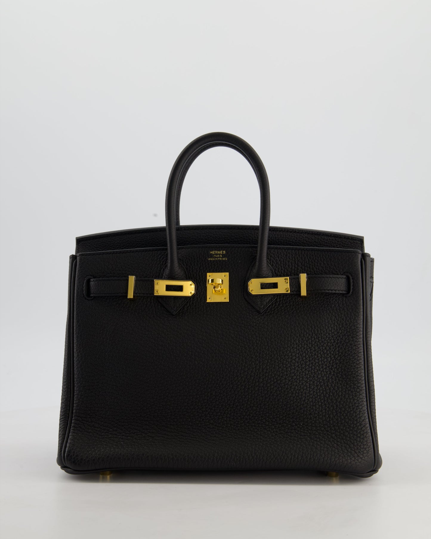 *HOT* Hermes Birkin 25 Retourne Bag in Noir Togo Leather with Gold Hardware