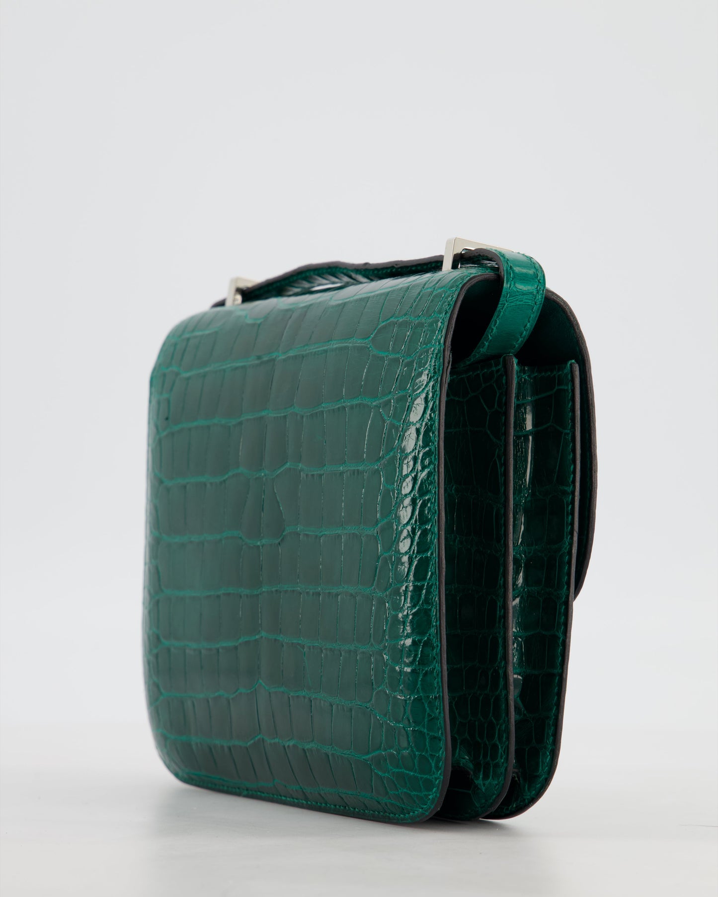 *HOT* Hermes Constance 18 Bag in Vert Bosphore Crocodile Porosus with Palladium Hardware