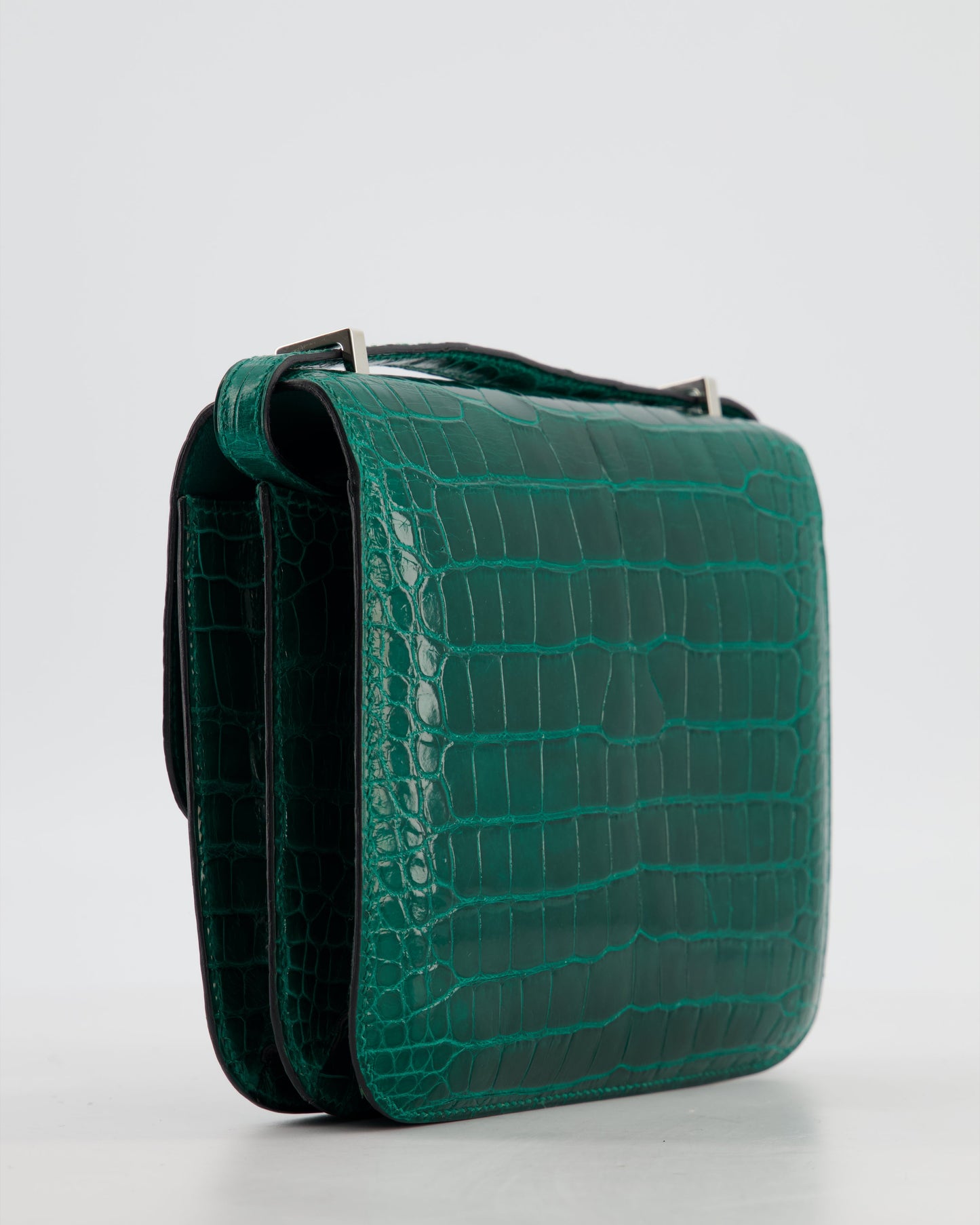*HOT* Hermes Constance 18 Bag in Vert Bosphore Crocodile Porosus with Palladium Hardware