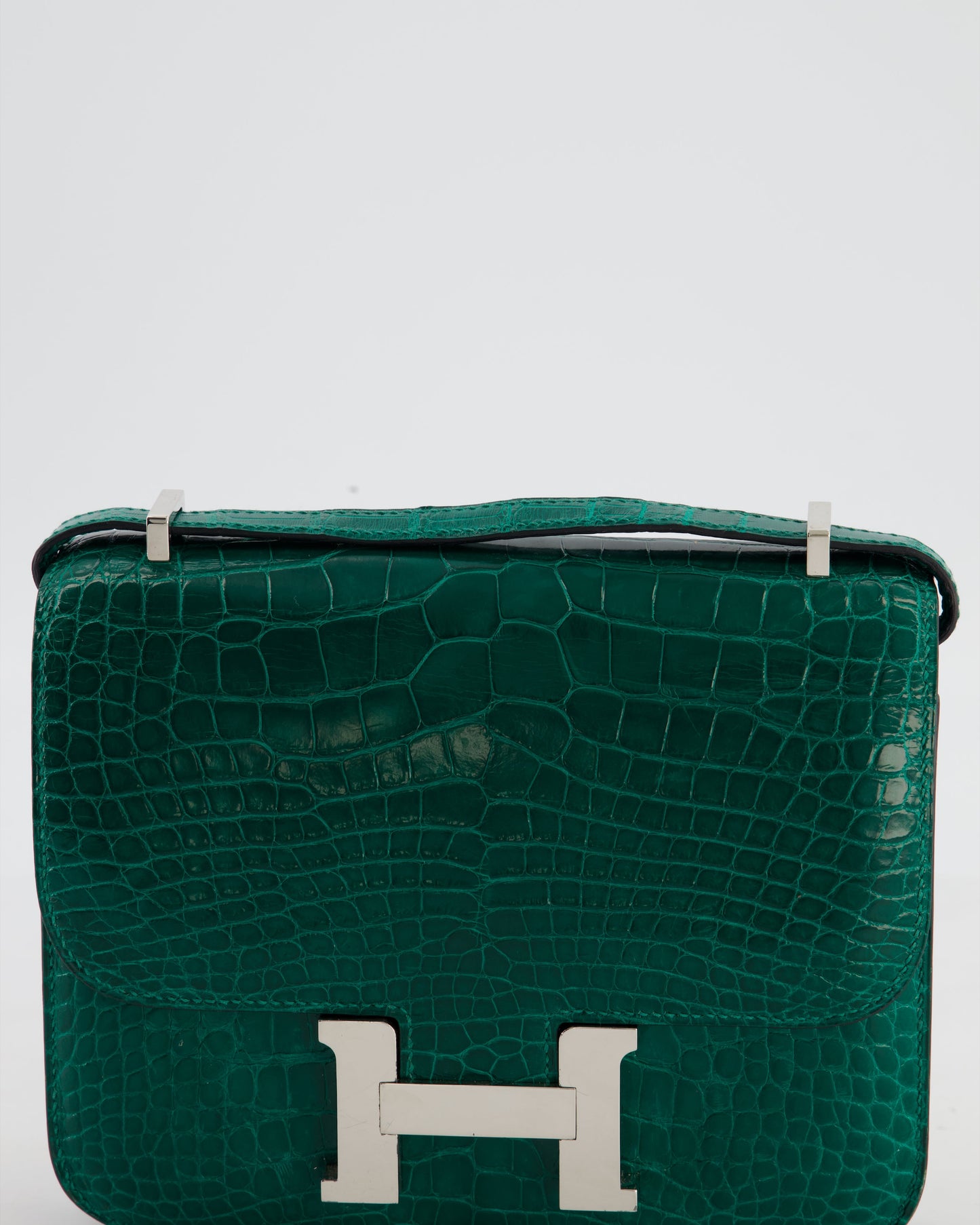 *HOT* Hermes Constance 18 Bag in Vert Bosphore Crocodile Porosus with Palladium Hardware