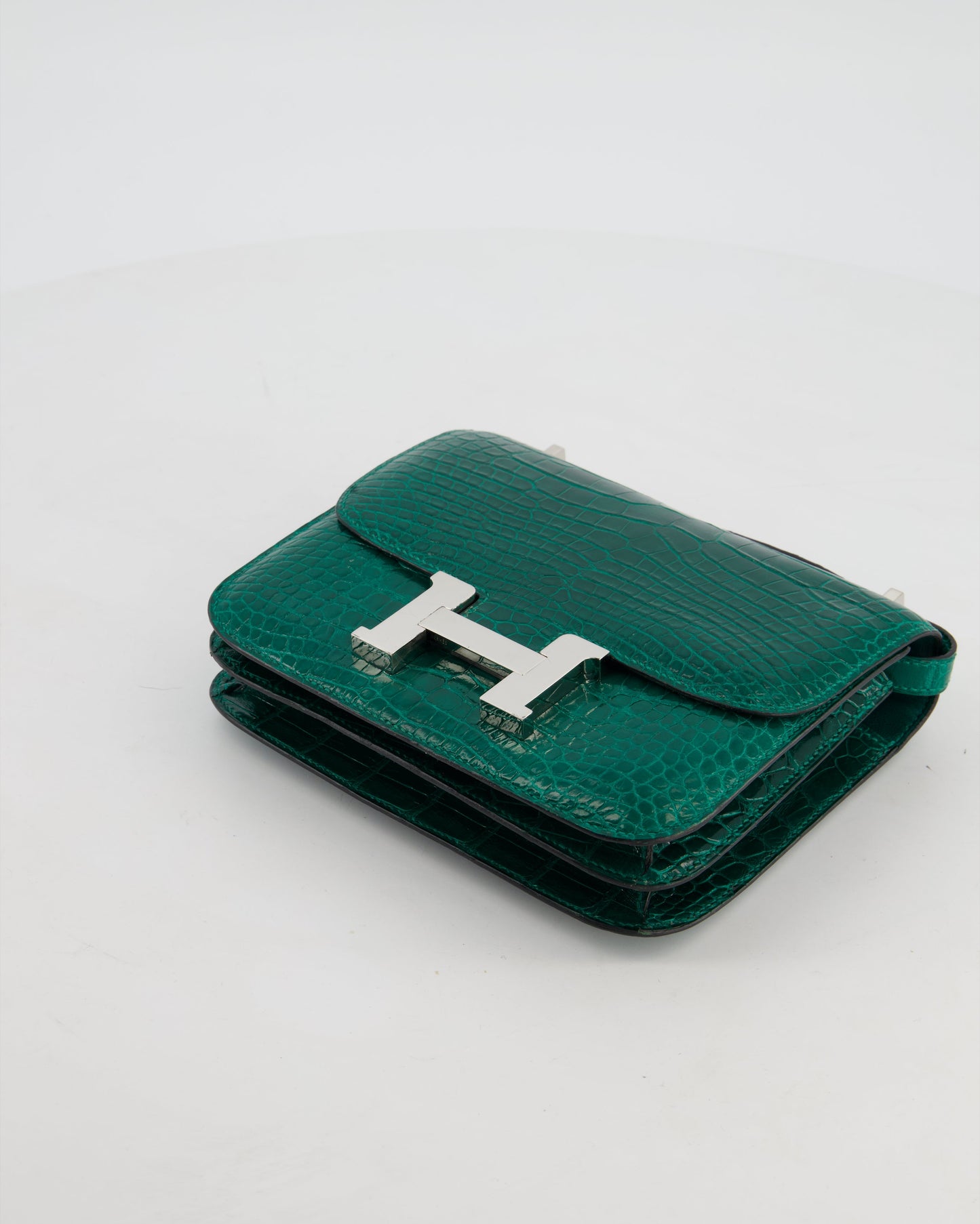 *HOT* Hermes Constance 18 Bag in Vert Bosphore Crocodile Porosus with Palladium Hardware