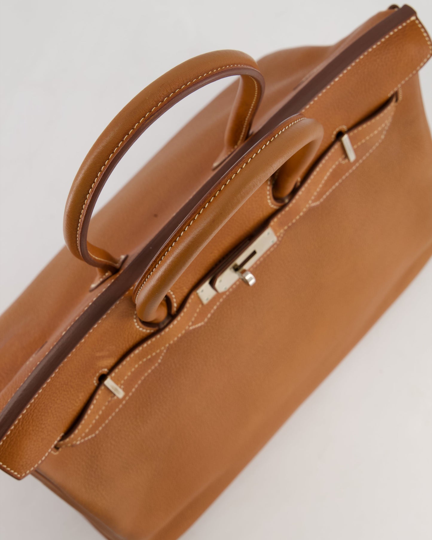 *RARE* Hermes Birkin 35 Retourne Bag in Fauve Barenia Faubourg Leather with Palladium Hardware