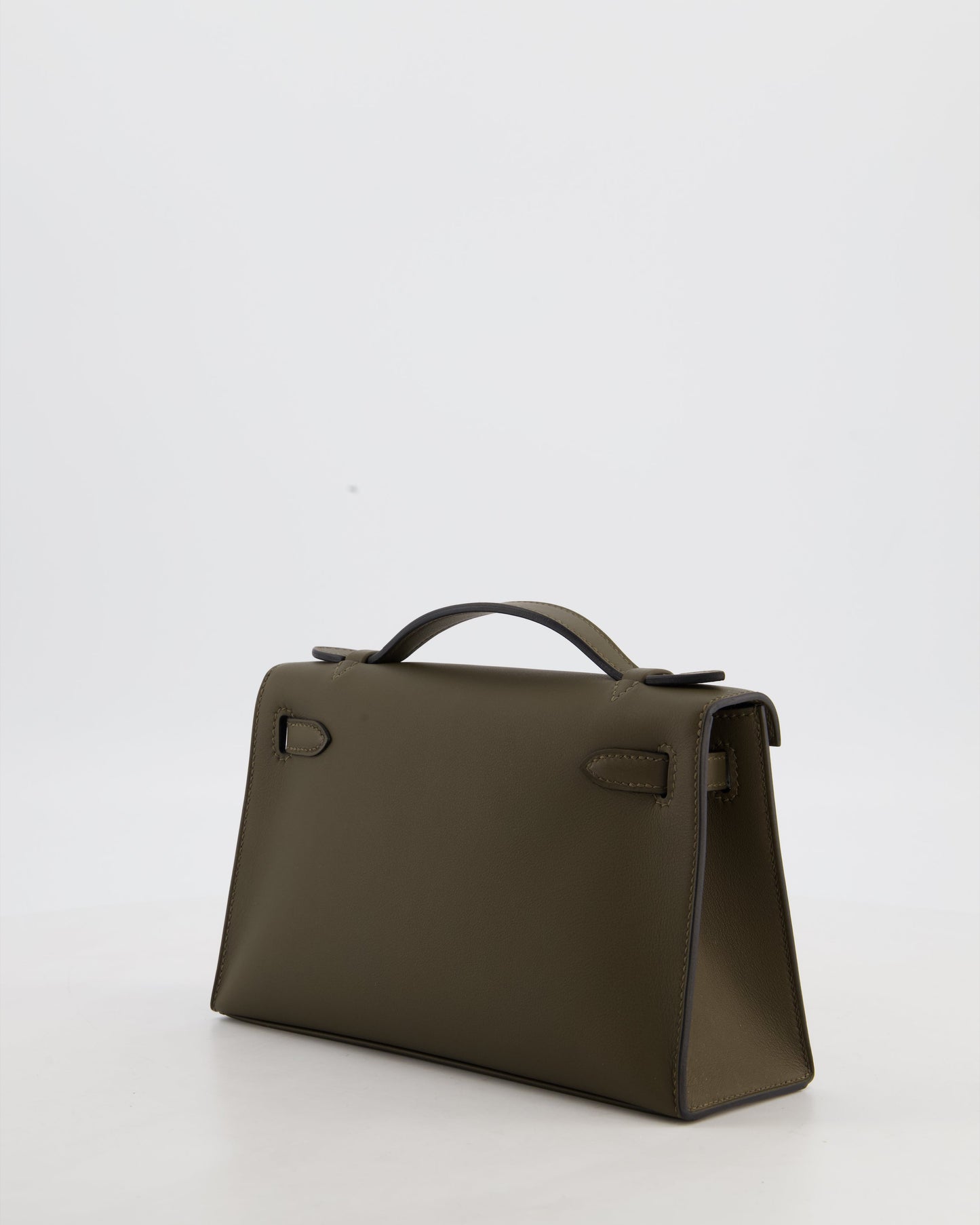 *NEW COLOUR* Hermes Mini Kelly Pochette Bag in Vert Loden Swift Leather and Permabrass Hardware