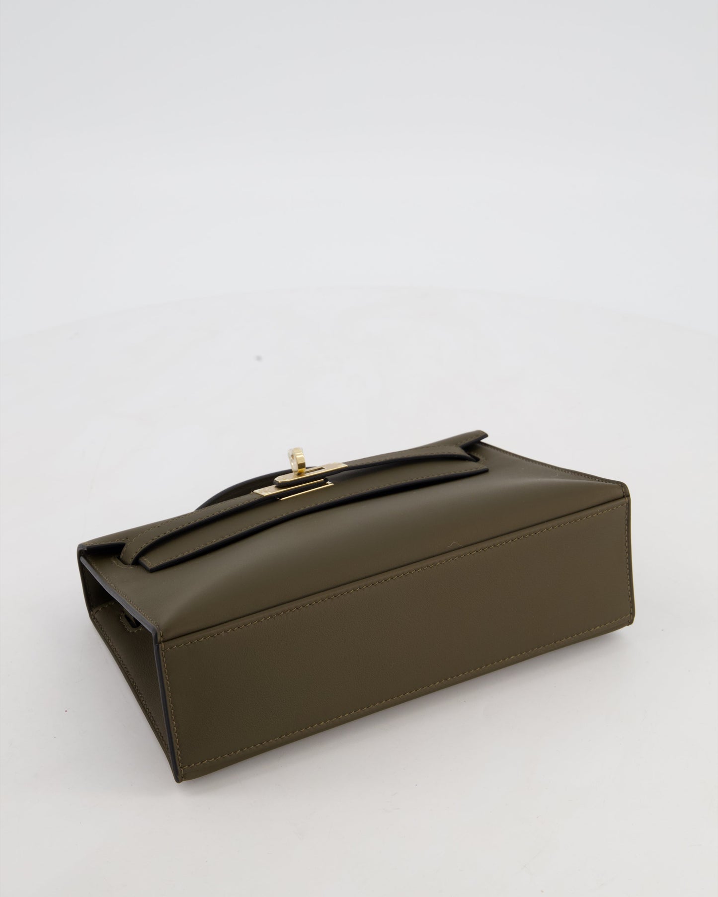 *NEW COLOUR* Hermes Mini Kelly Pochette Bag in Vert Loden Swift Leather and Permabrass Hardware