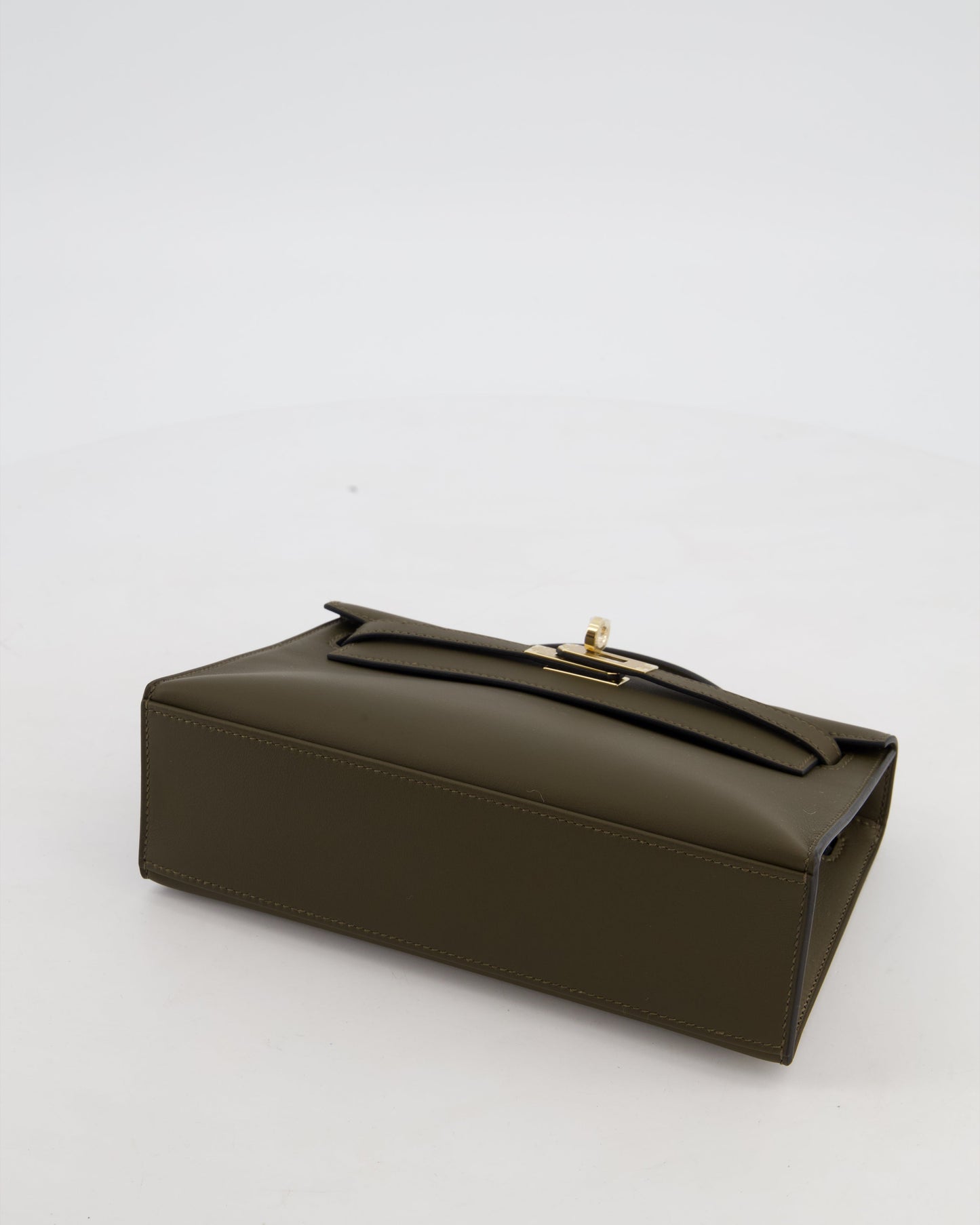 *NEW COLOUR* Hermes Mini Kelly Pochette Bag in Vert Loden Swift Leather and Permabrass Hardware