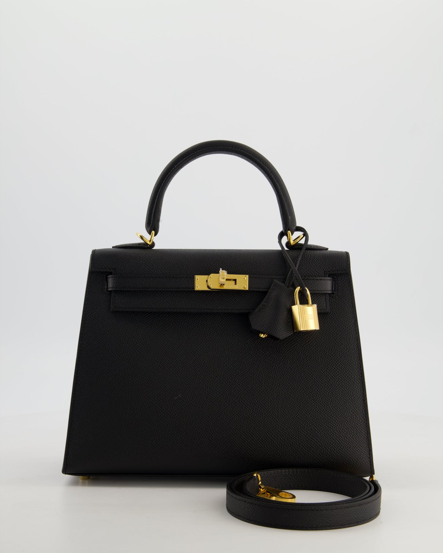 *HOT* Hermes Kelly 25 Sellier Bag in Noir Epsom Leather with Gold Hardware