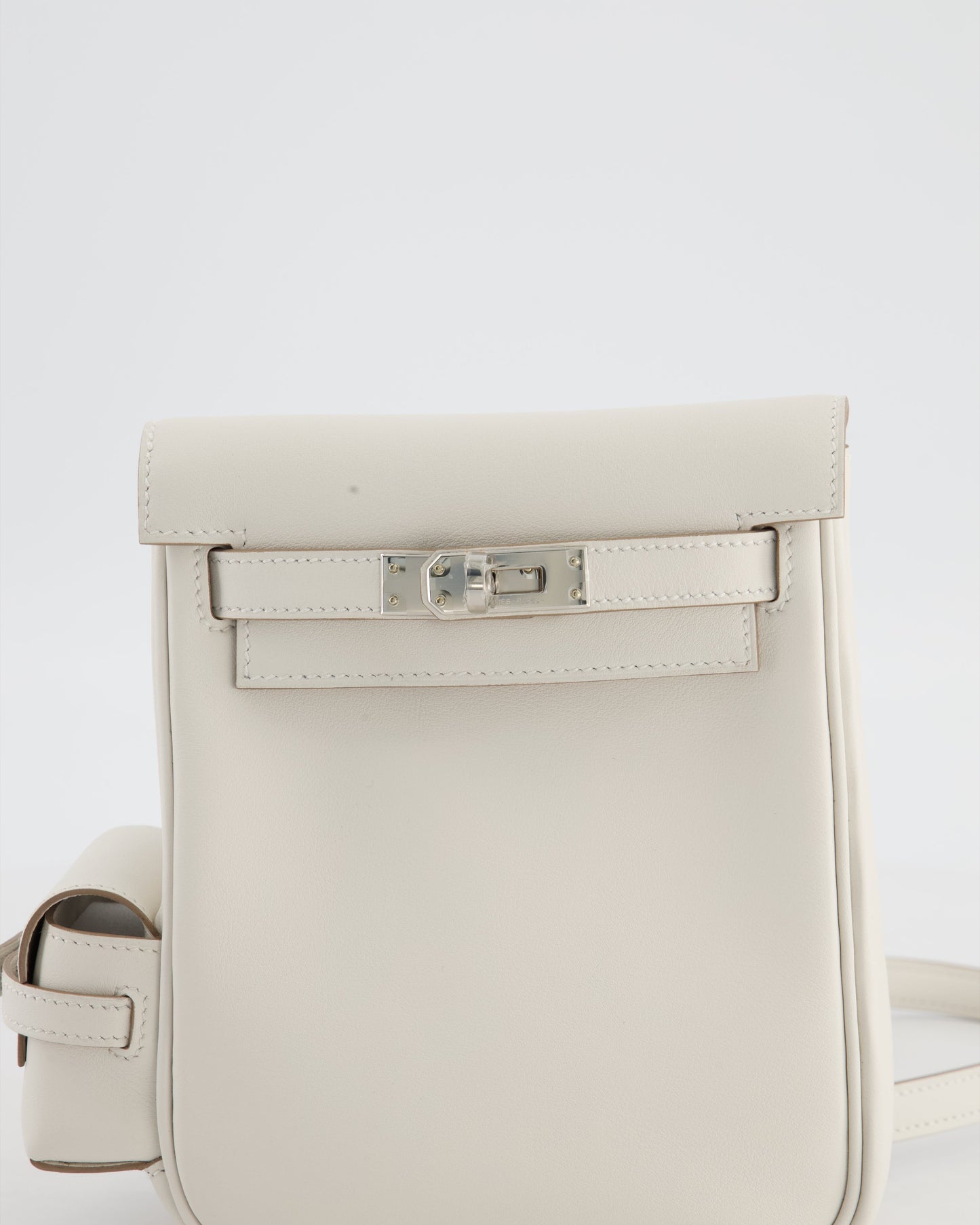 *RARE* Hermes Kelly Jump Backpack Bag in Gris Pale Swift Leather with Palladium Hardware