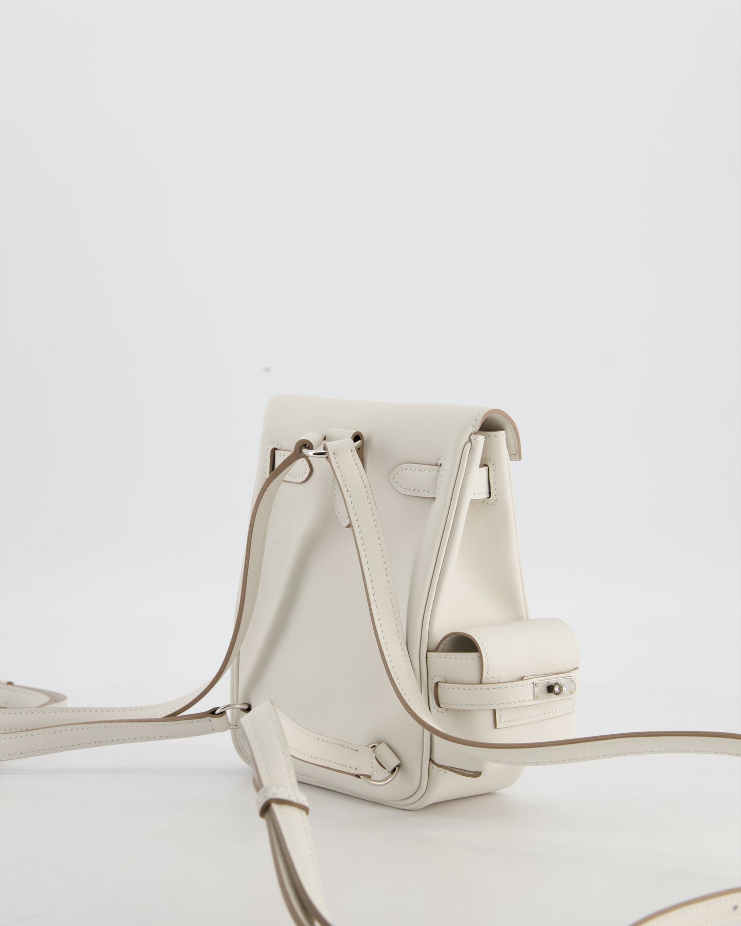 *RARE* Hermes Kelly Jump Backpack Bag in Gris Pale Swift Leather with Palladium Hardware