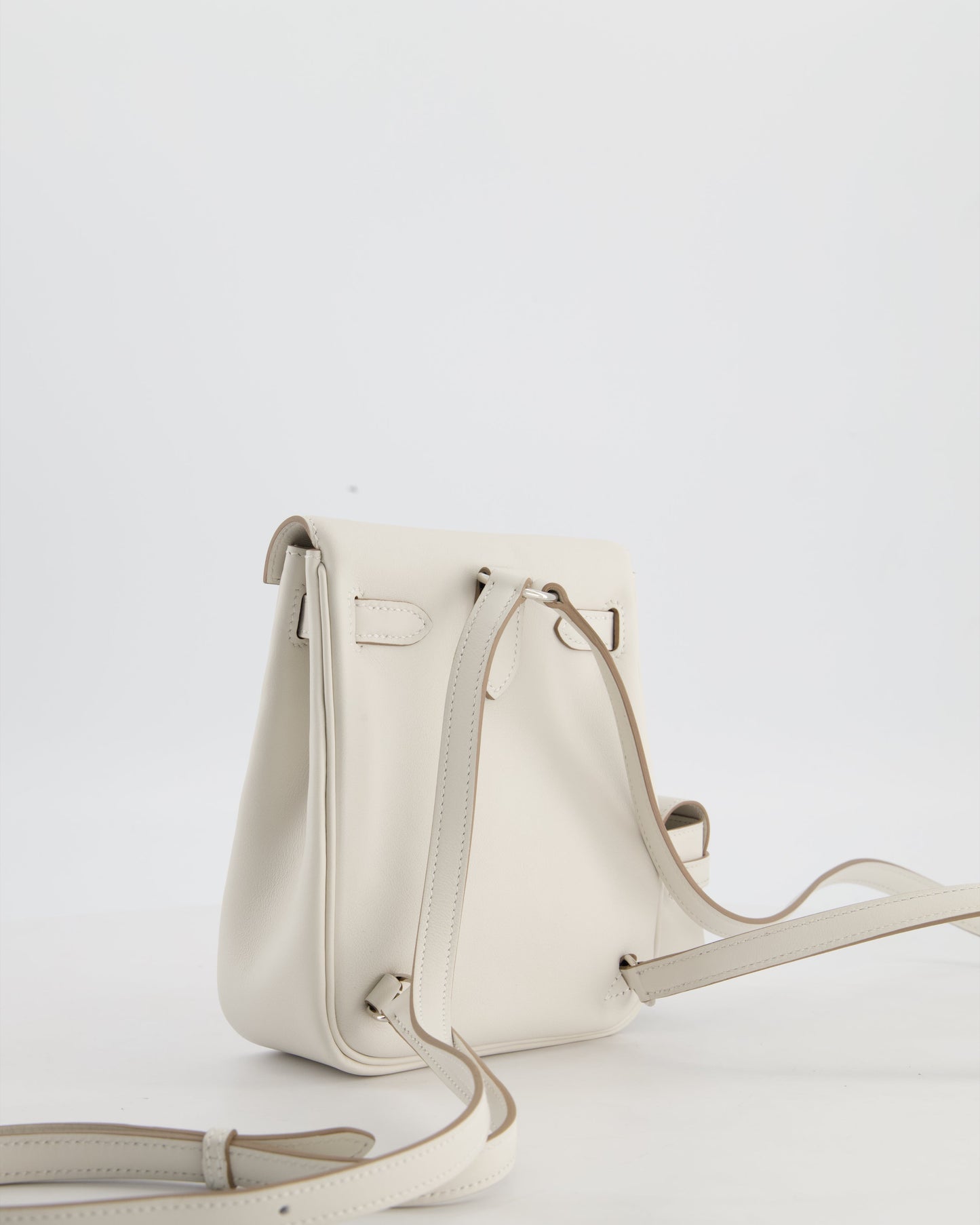 *RARE* Hermes Kelly Jump Backpack Bag in Gris Pale Swift Leather with Palladium Hardware