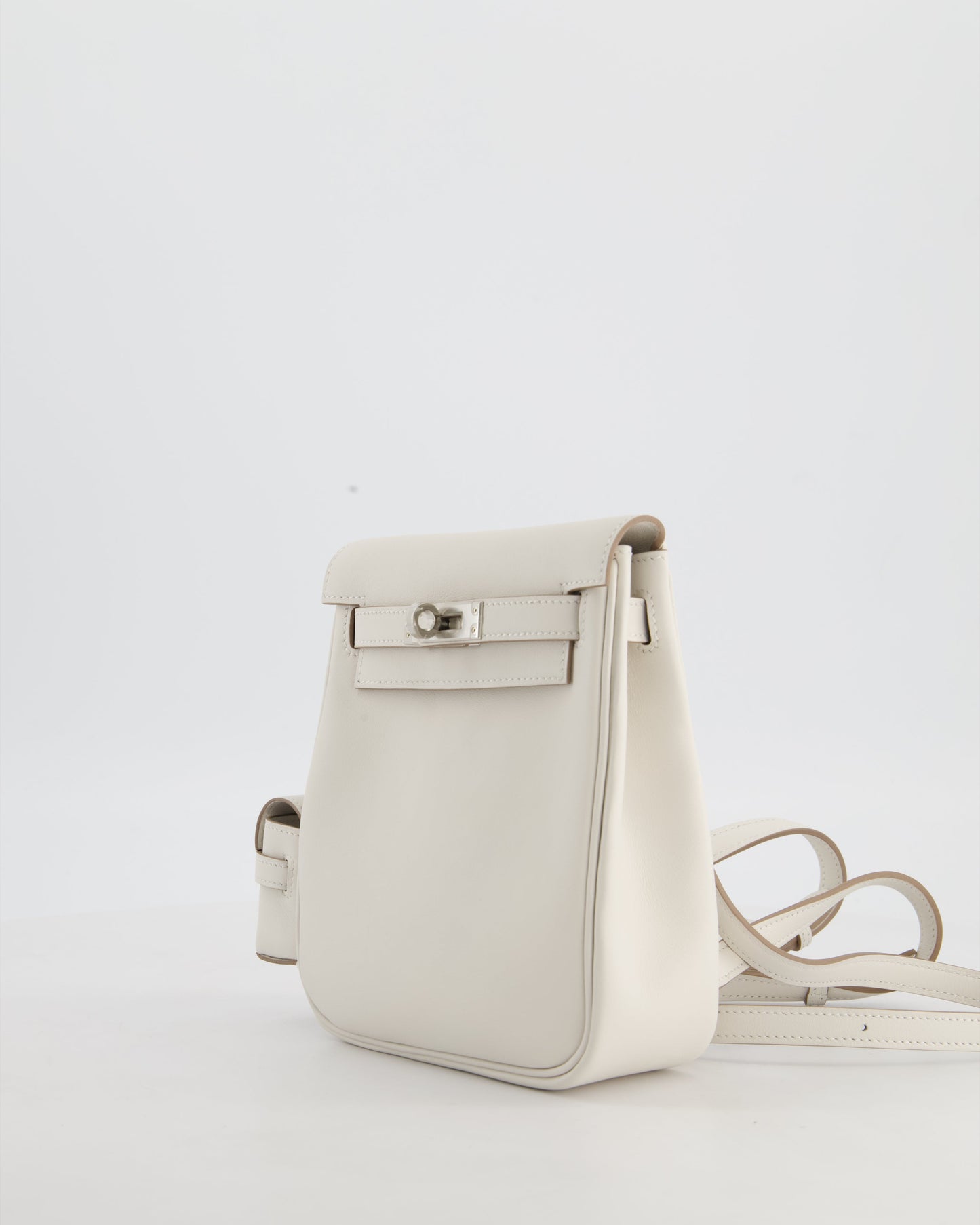 *RARE* Hermes Kelly Jump Backpack Bag in Gris Pale Swift Leather with Palladium Hardware