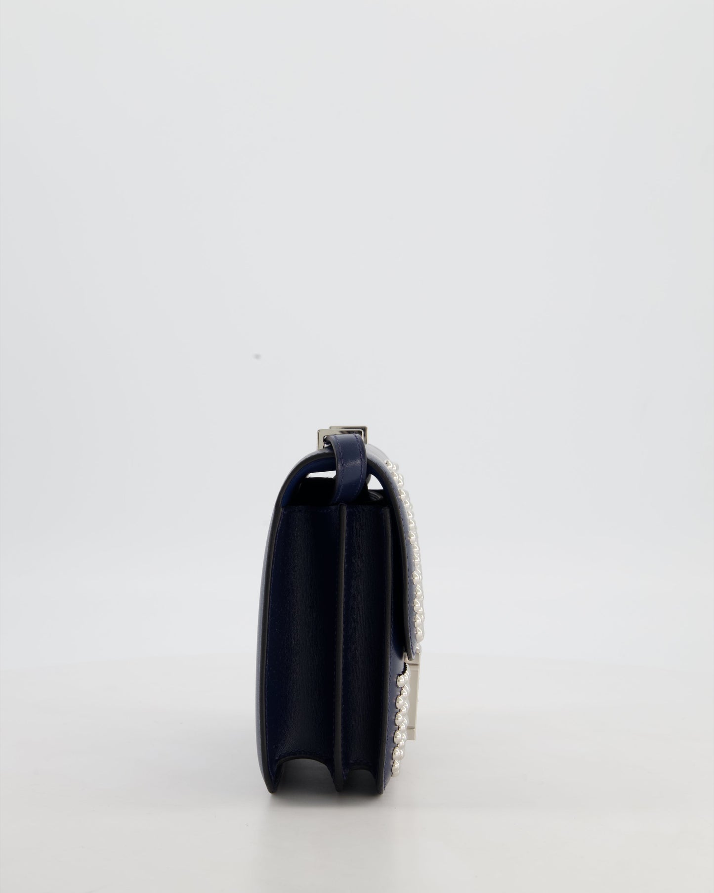 *LIMITED EDITION* Hermes Mini Constance Clouté III Miroir 18 Bag in Bleu Abysse Calfskin Box Leather with Palladium Hardware
