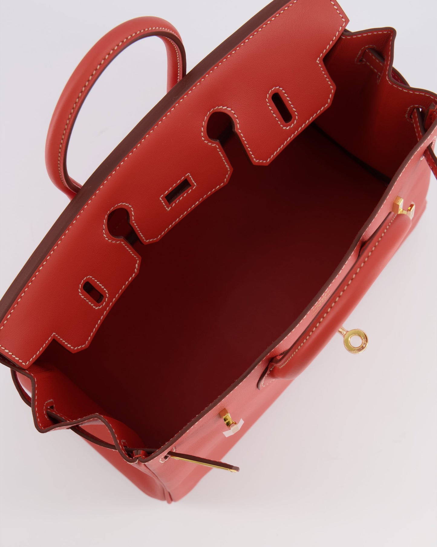 Hermes Birkin 25 Retourne Bag in Sanguine Swift Leather with Gold Hardware