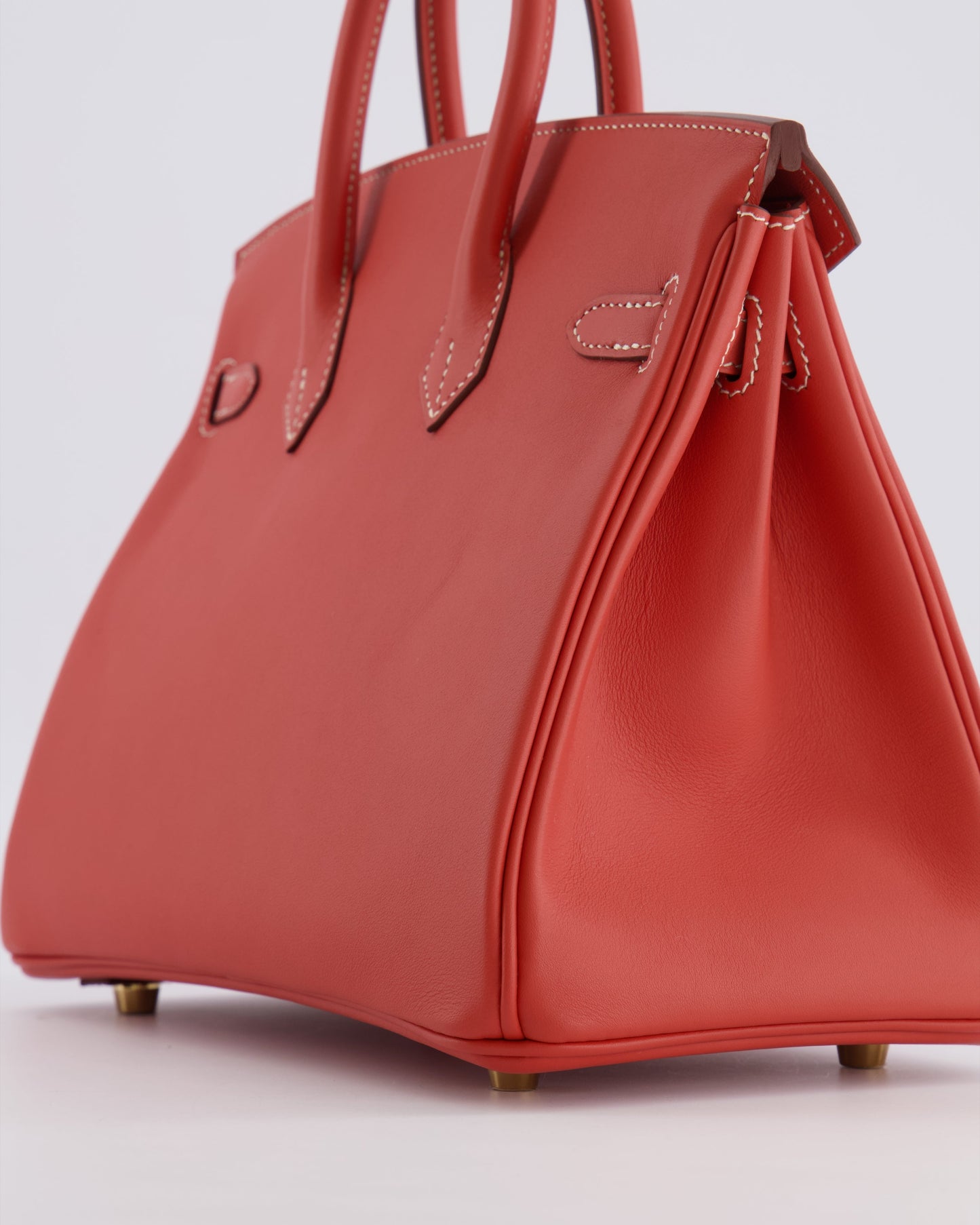 Hermes Birkin 25 Retourne Bag in Sanguine Swift Leather with Gold Hardware