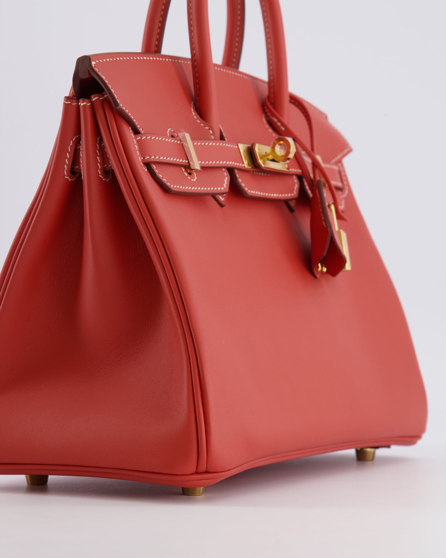 Hermes Birkin 25 Retourne Bag in Sanguine Swift Leather with Gold Hardware