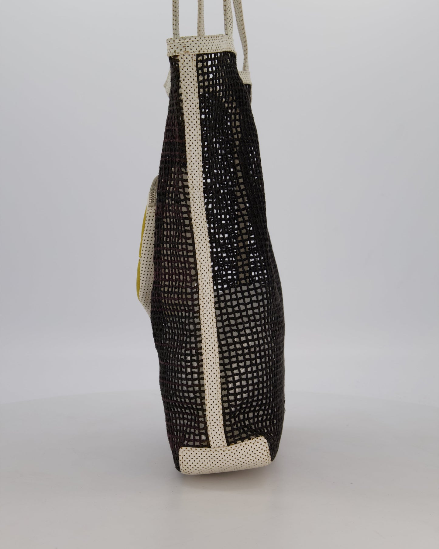 RARE Chanel Vintage Black 2004 Mesh Tennis Shopper Tote Bag with a Green Tennis Ball Pouch and CC Logo
