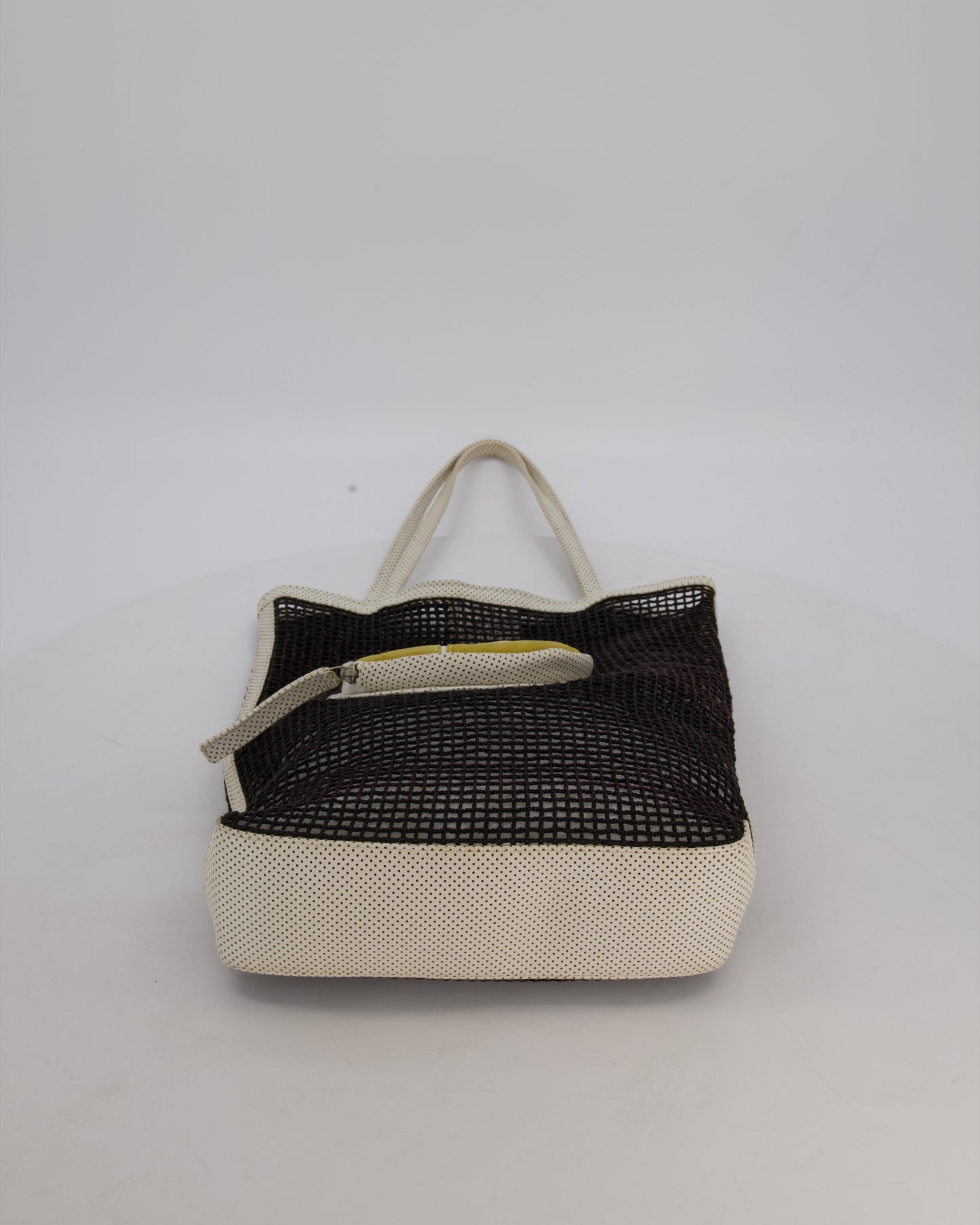 RARE Chanel Vintage Black 2004 Mesh Tennis Shopper Tote Bag with a Green Tennis Ball Pouch and CC Logo