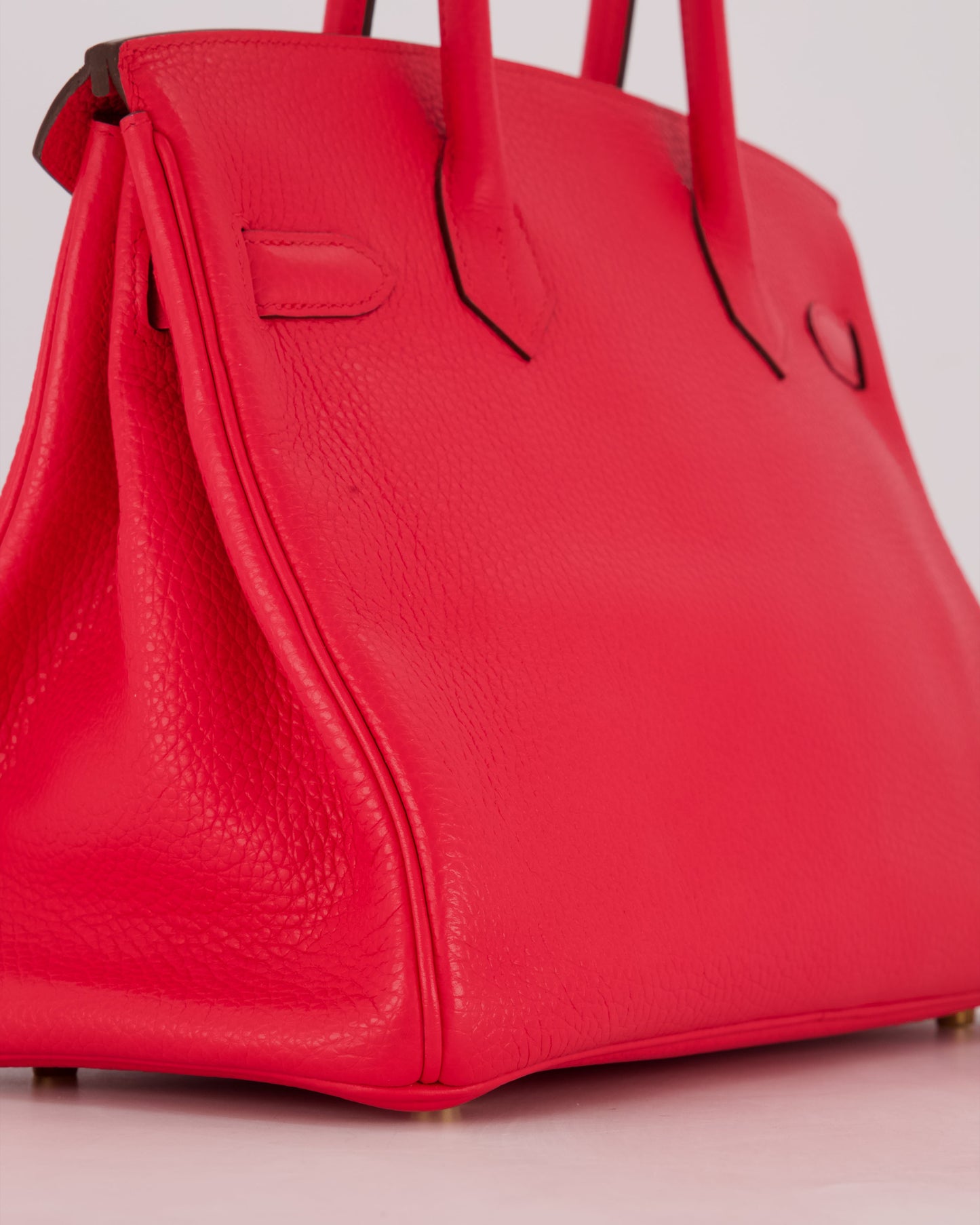 *RARE* Hermes Birkin 30 Retourne Bag in Rose Extreme Clemence Leather with Gold Hardware