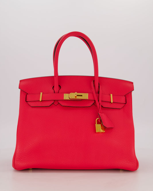 *RARE* Hermes Birkin 30 Retourne Bag in Rose Extreme Clemence Leather with Gold Hardware