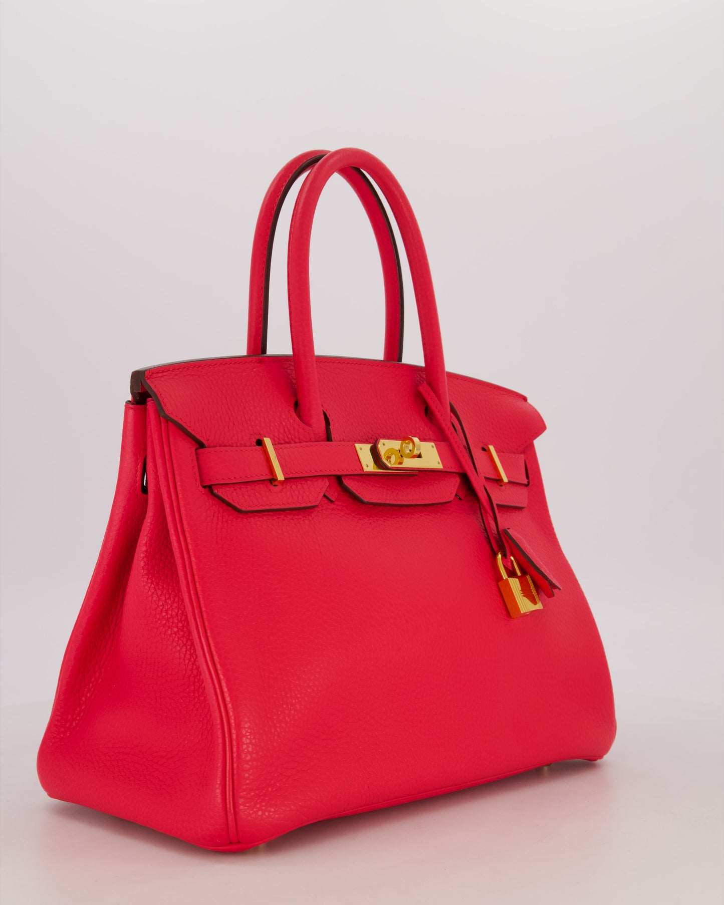 *RARE* Hermes Birkin 30 Retourne Bag in Rose Extreme Clemence Leather with Gold Hardware