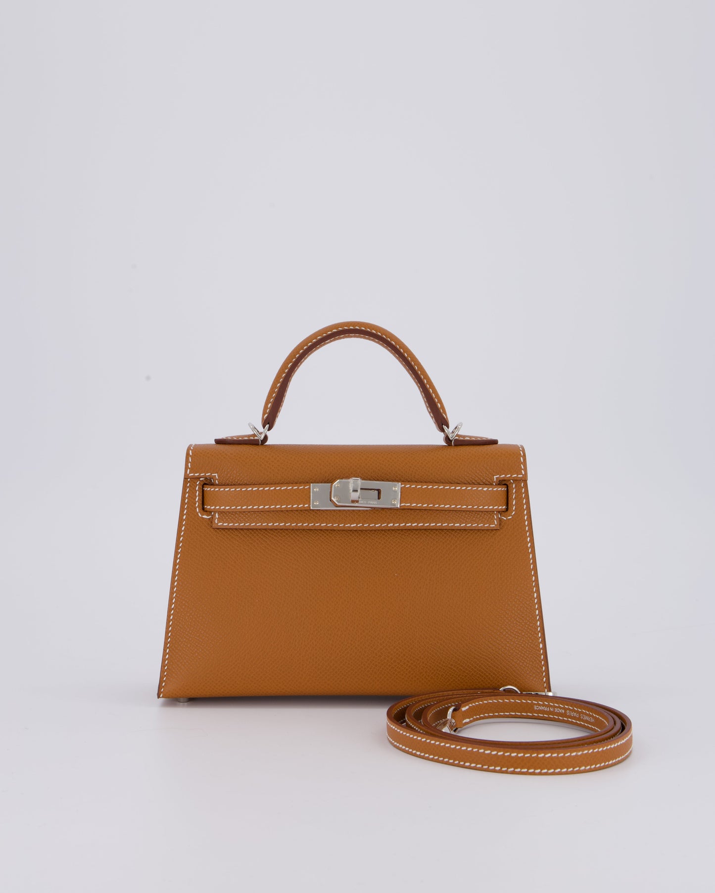 *NEW STAMP* Hermes Mini Kelly II 20 Bag in Gold Epsom Leather with Palladium Hardware
