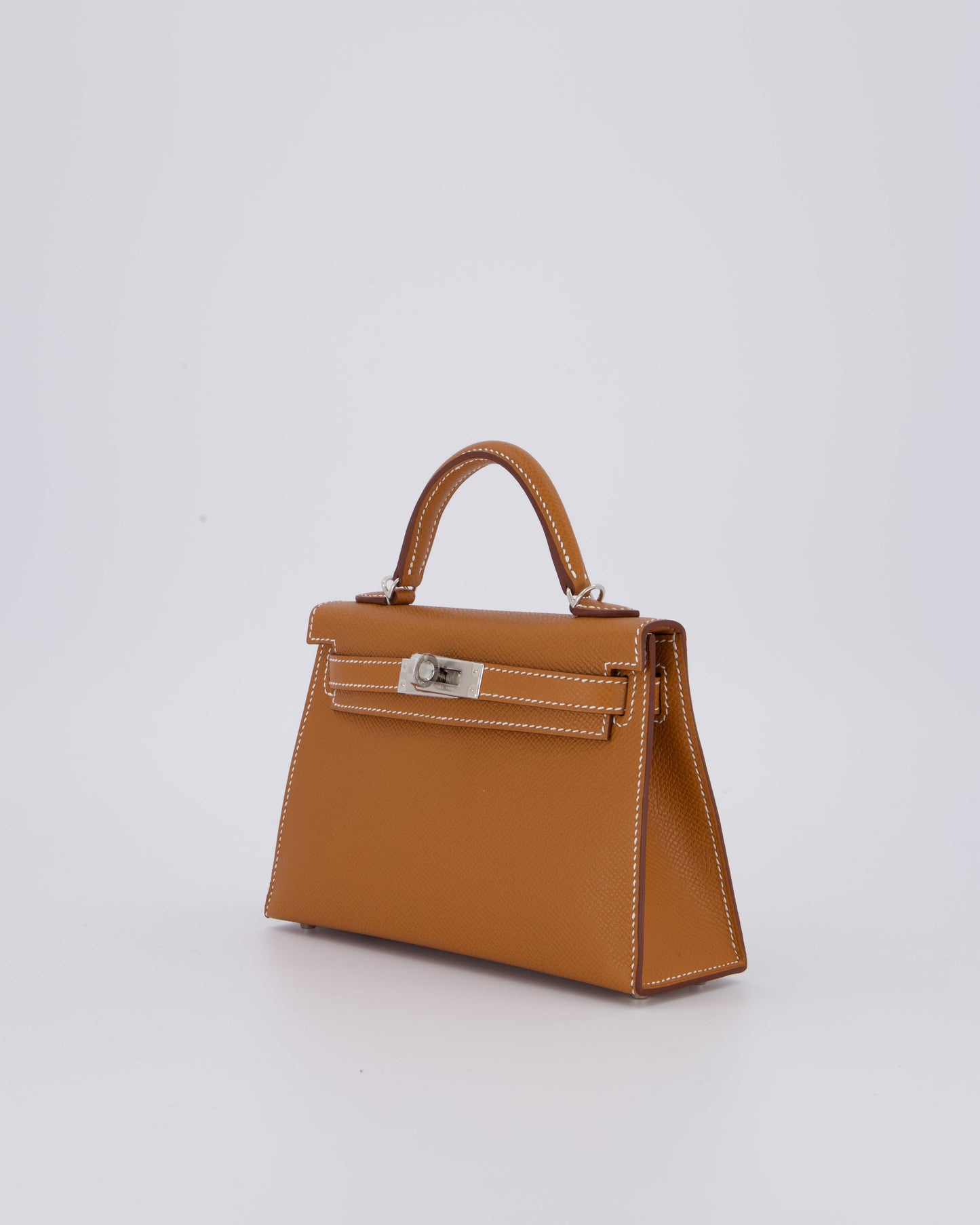 *NEW STAMP* Hermes Mini Kelly II 20 Bag in Gold Epsom Leather with Palladium Hardware