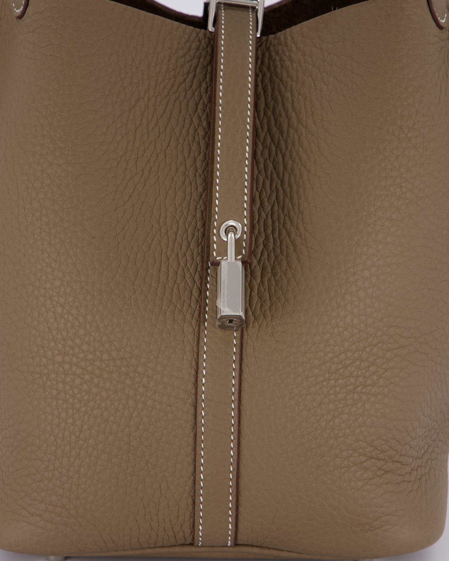 Hermes Picotin 22 Lock Bag in Etoupe Clemence Leather with Palladium Hardware
