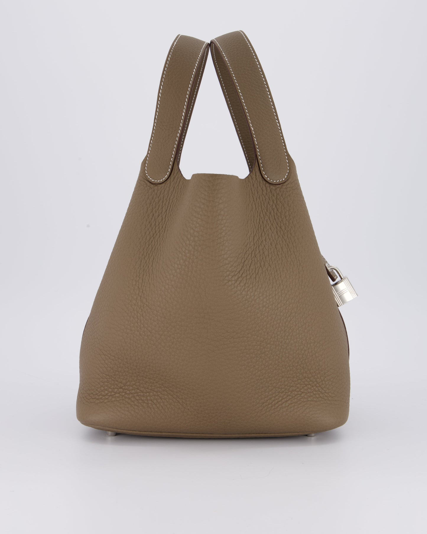 Hermes Picotin 22 Lock Bag in Etoupe Clemence Leather with Palladium Hardware