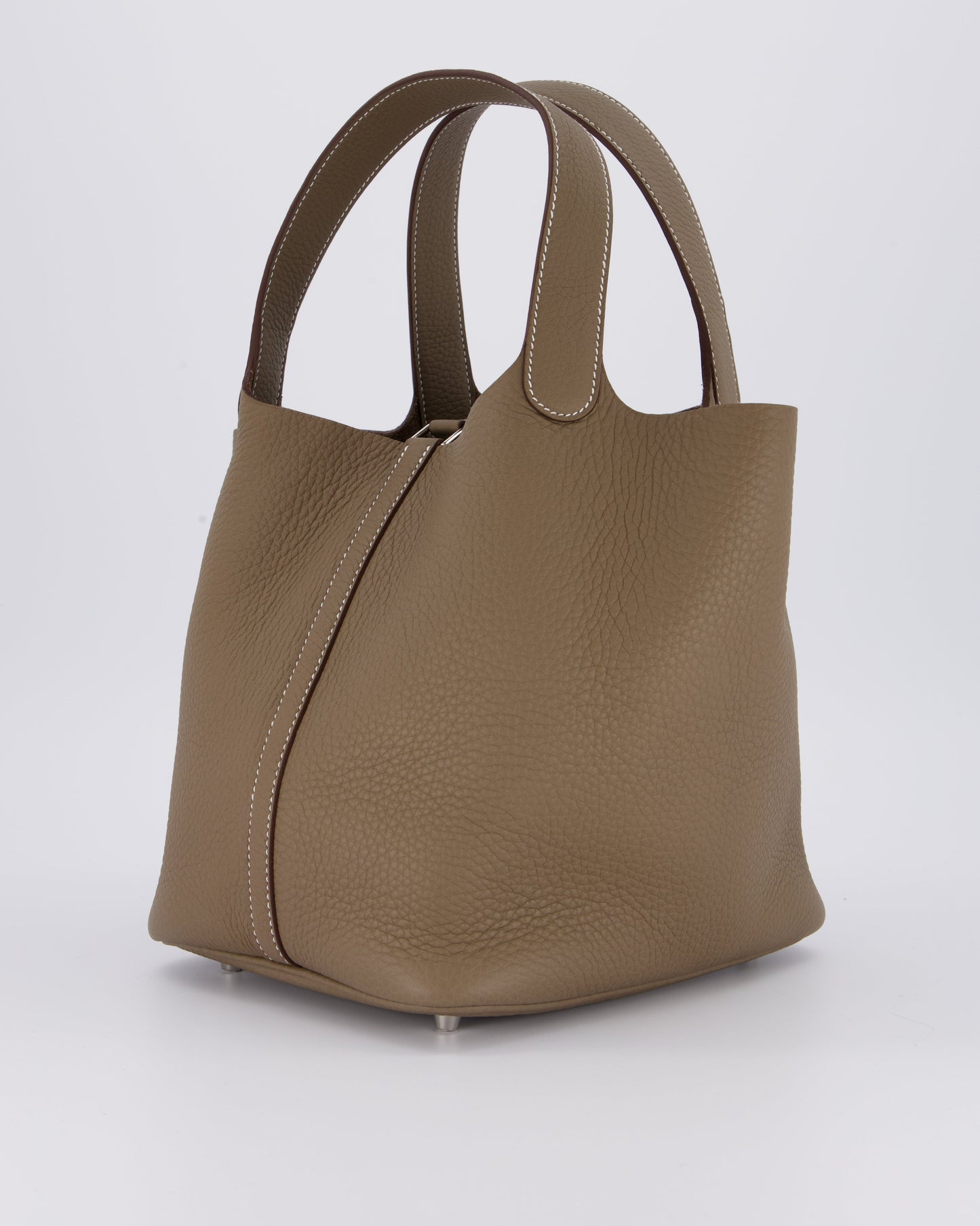 Hermes Picotin 22 Lock Bag in Etoupe Clemence Leather with Palladium Hardware