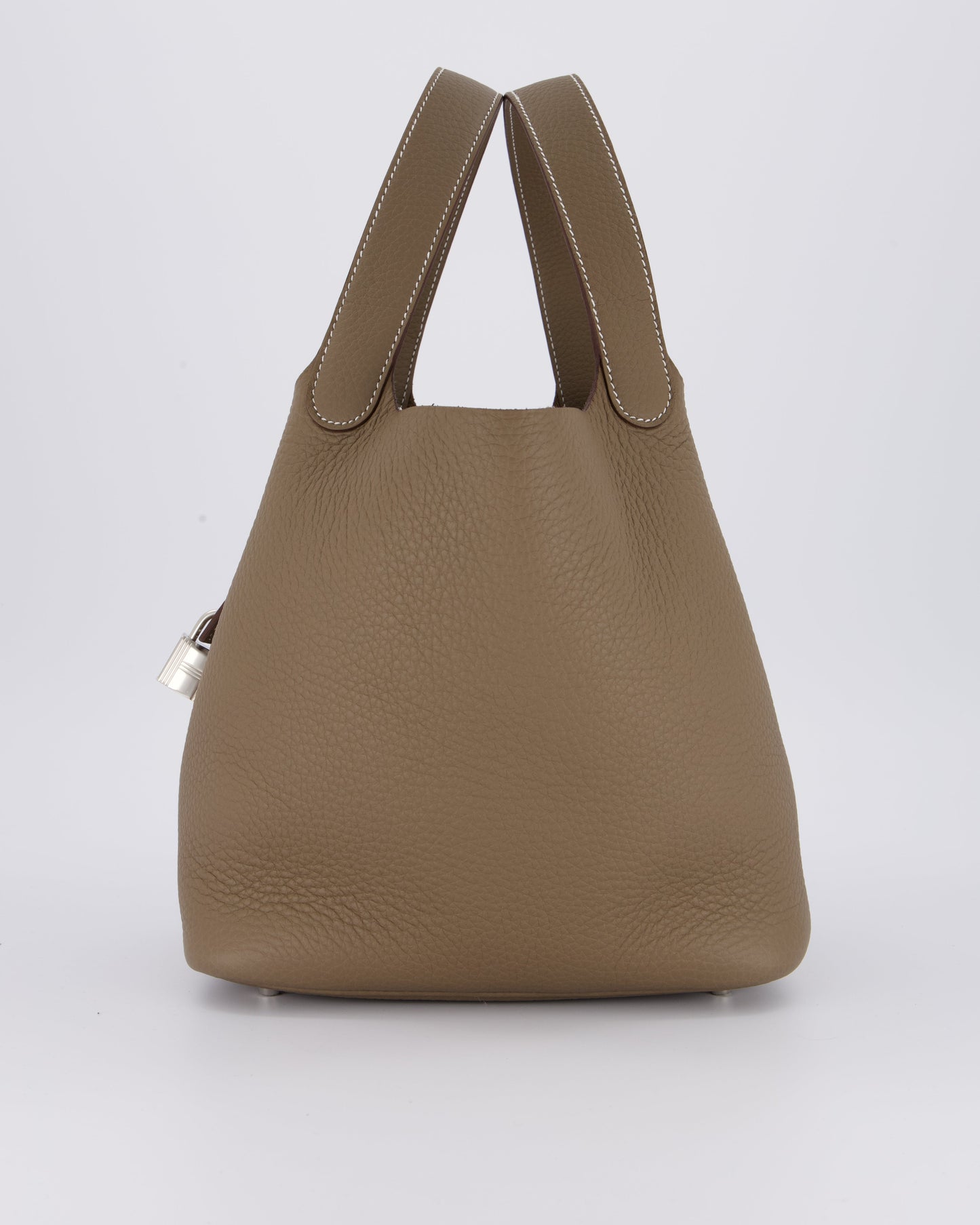 Hermes Picotin 22 Lock Bag in Etoupe Clemence Leather with Palladium Hardware