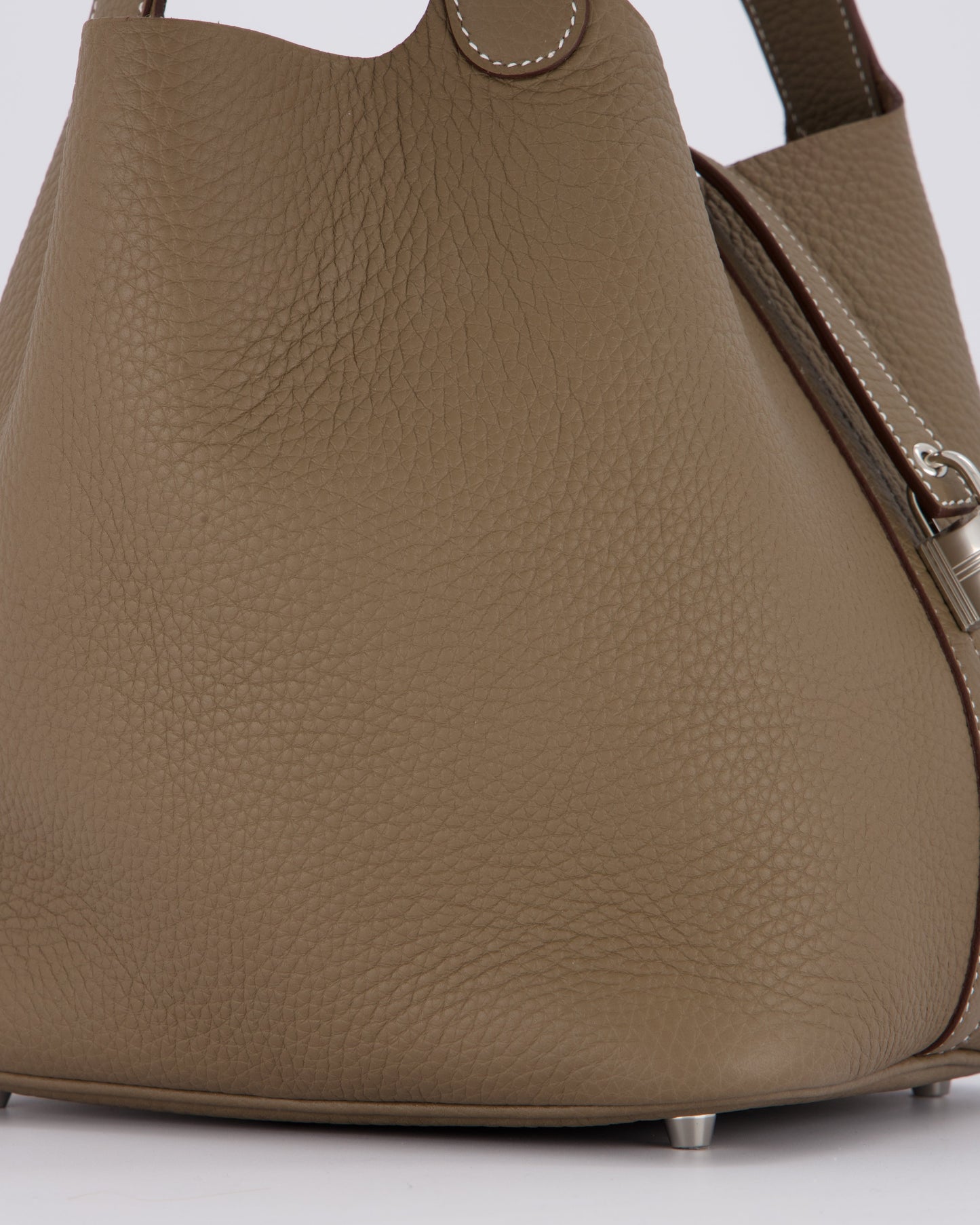 Hermes Picotin 22 Lock Bag in Etoupe Clemence Leather with Palladium Hardware