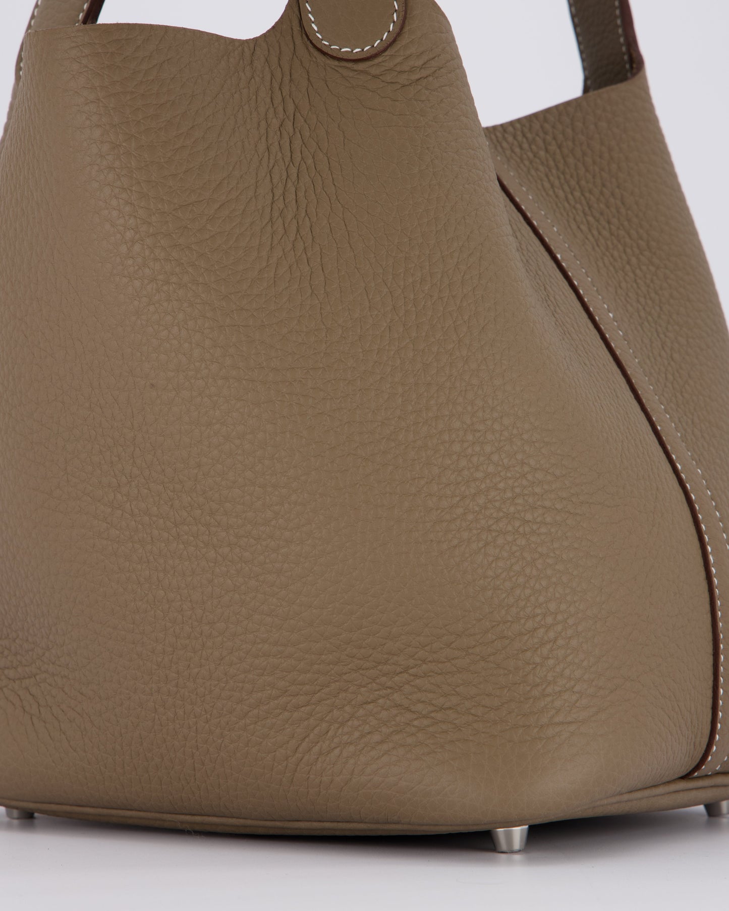 Hermes Picotin 22 Lock Bag in Etoupe Clemence Leather with Palladium Hardware