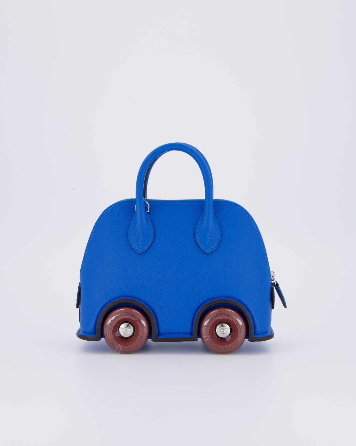 *SUPER RARE & HOT* Hermes Mini Bolide on Wheels Bag in Bleu Hydra Epsom Leather with Rouge H Wheels and Palladium Hardware